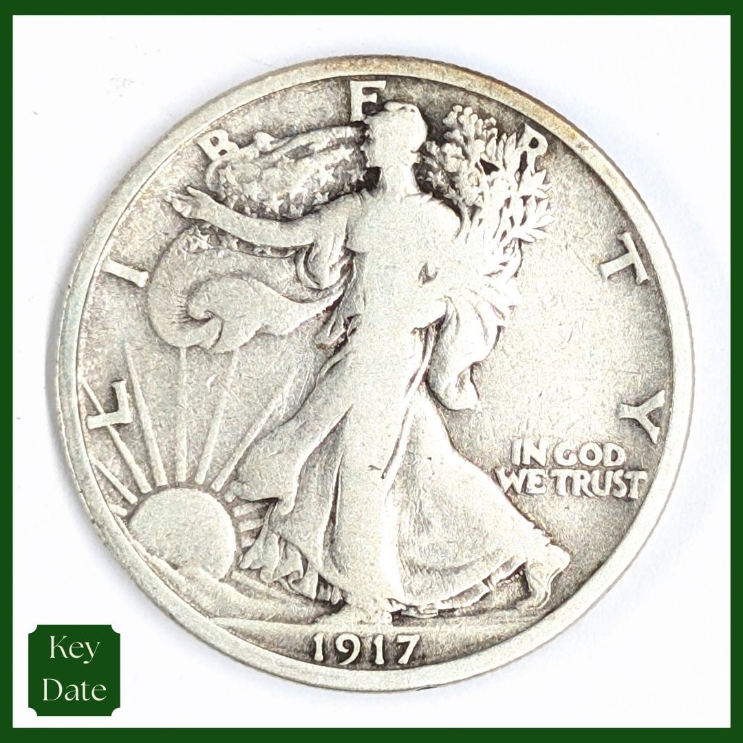 1917 Silver Walking Liberty Half Dollar - KEY DATE: Silver 