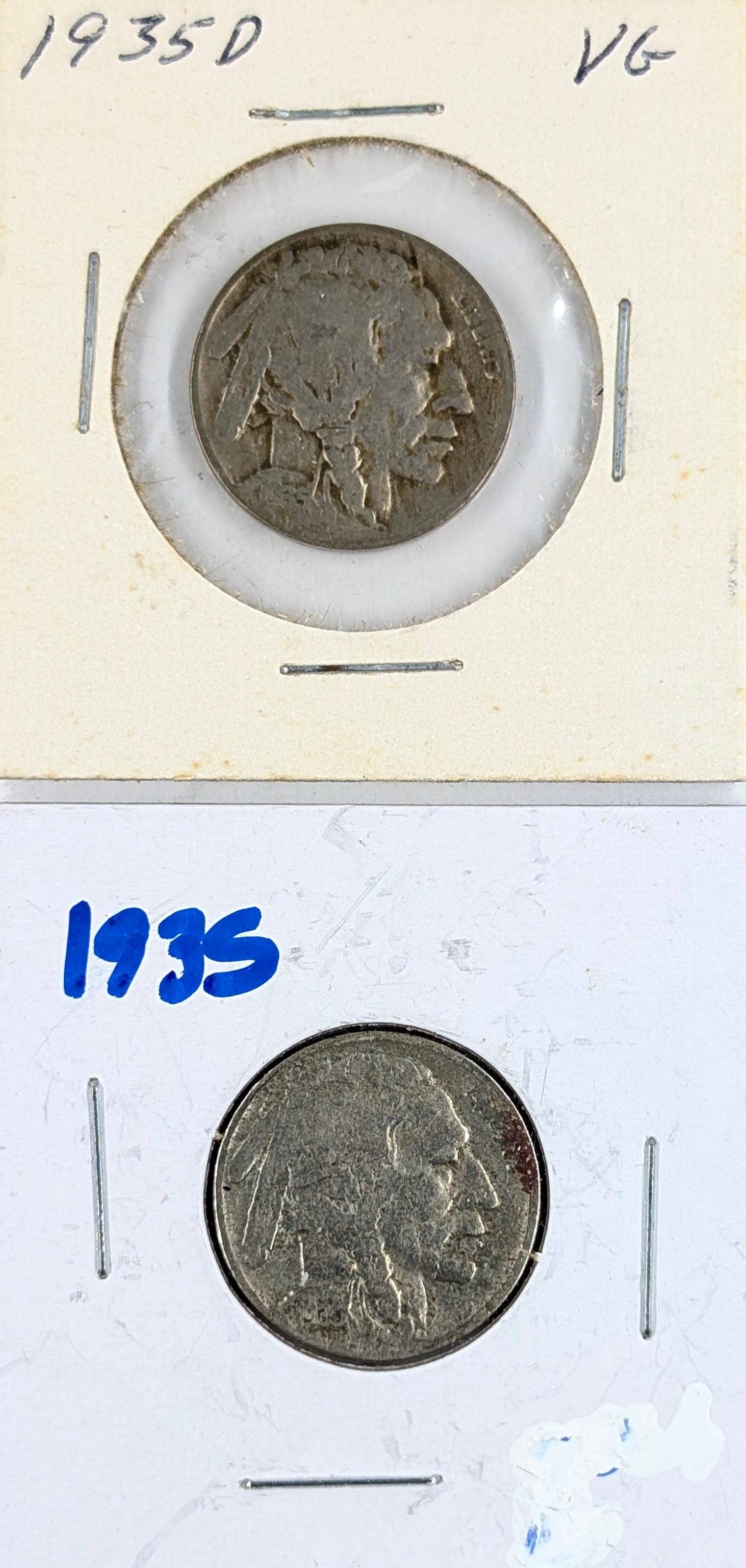 Lot of 2 Buffalo Head Nickels - 1935 P/D: Coin 