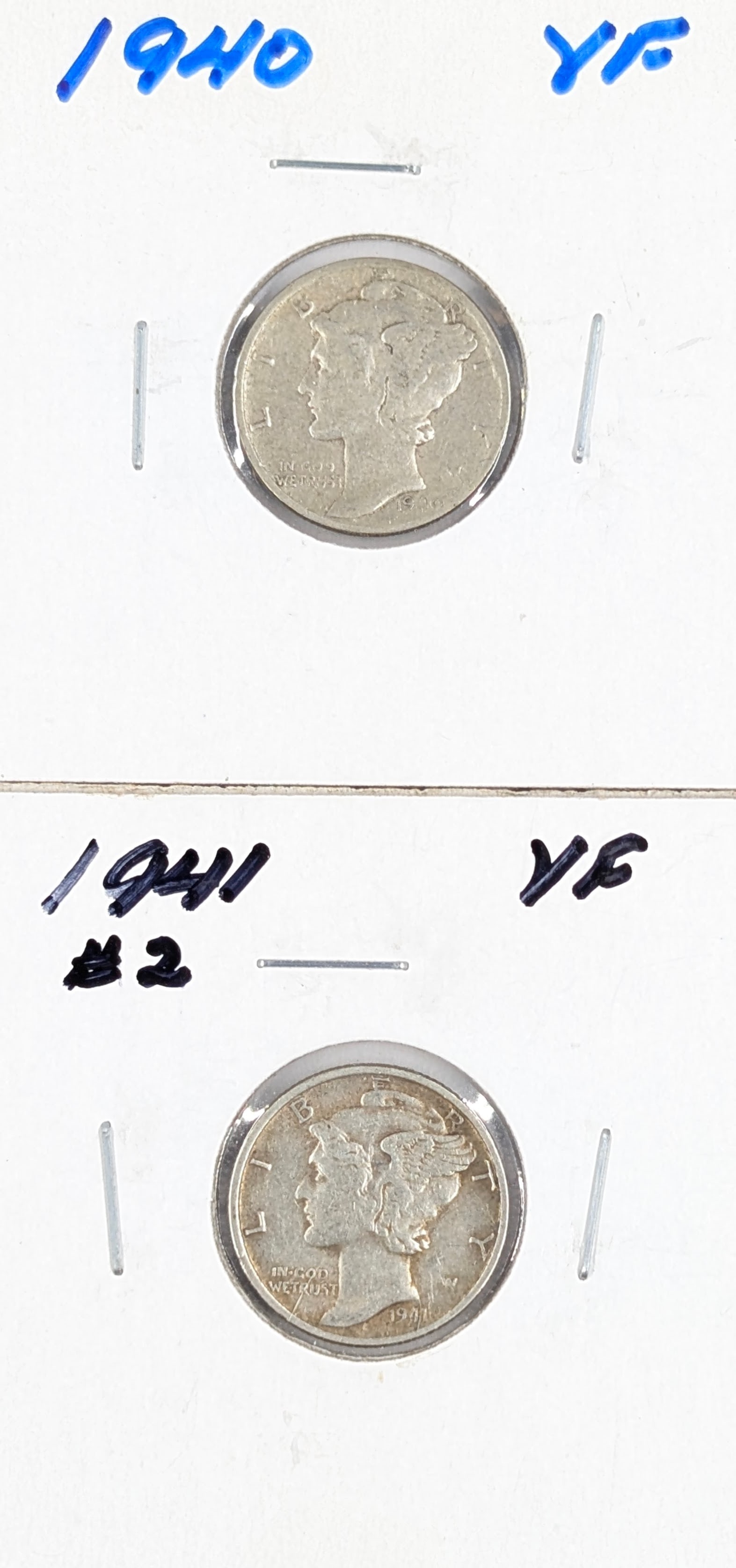 Lot of 2 Silver Mercury Dimes - 1940, 1941 (1 of 2)