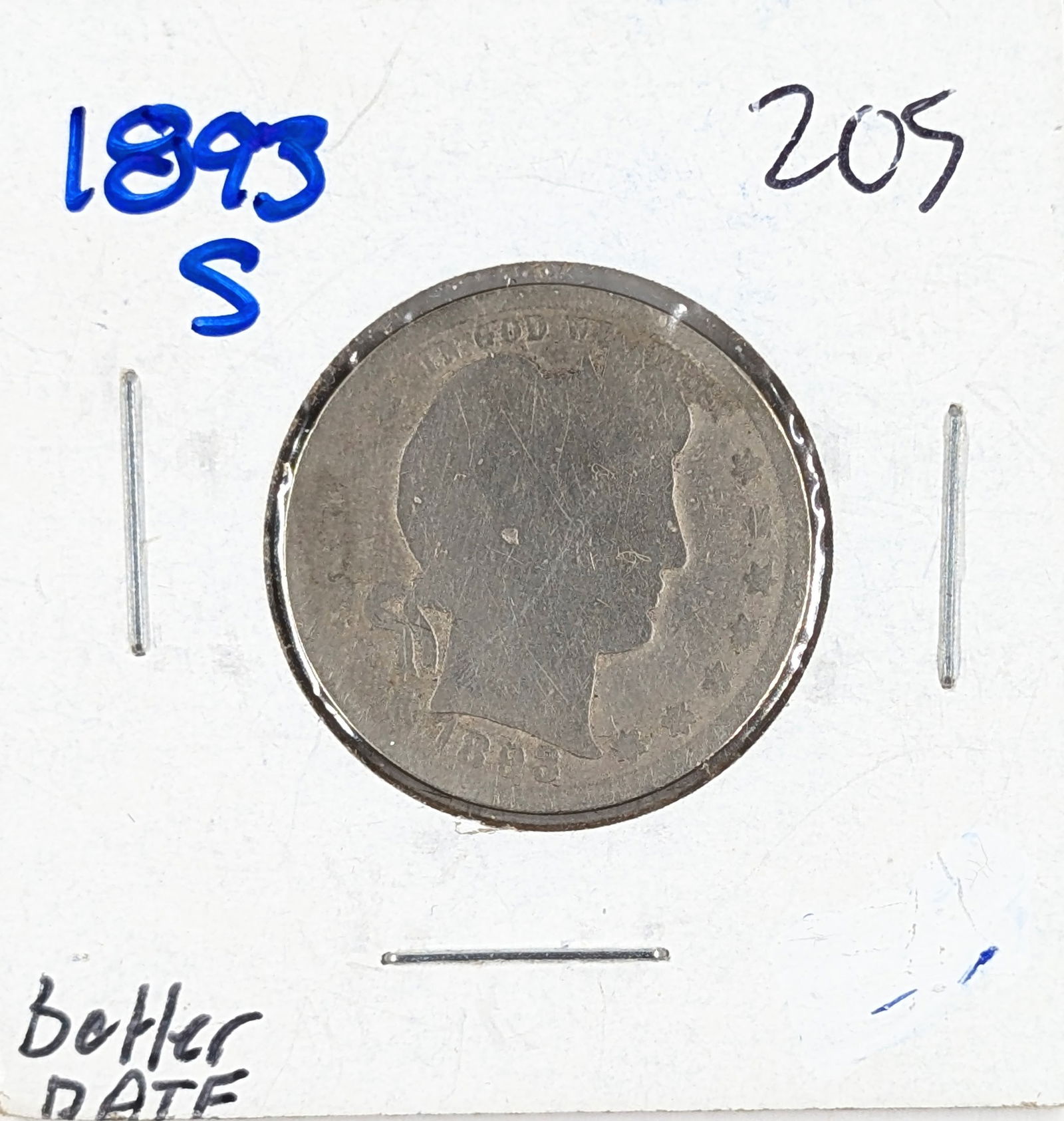1893-S Silver Barber Quarter - Better Date (1 of 2)