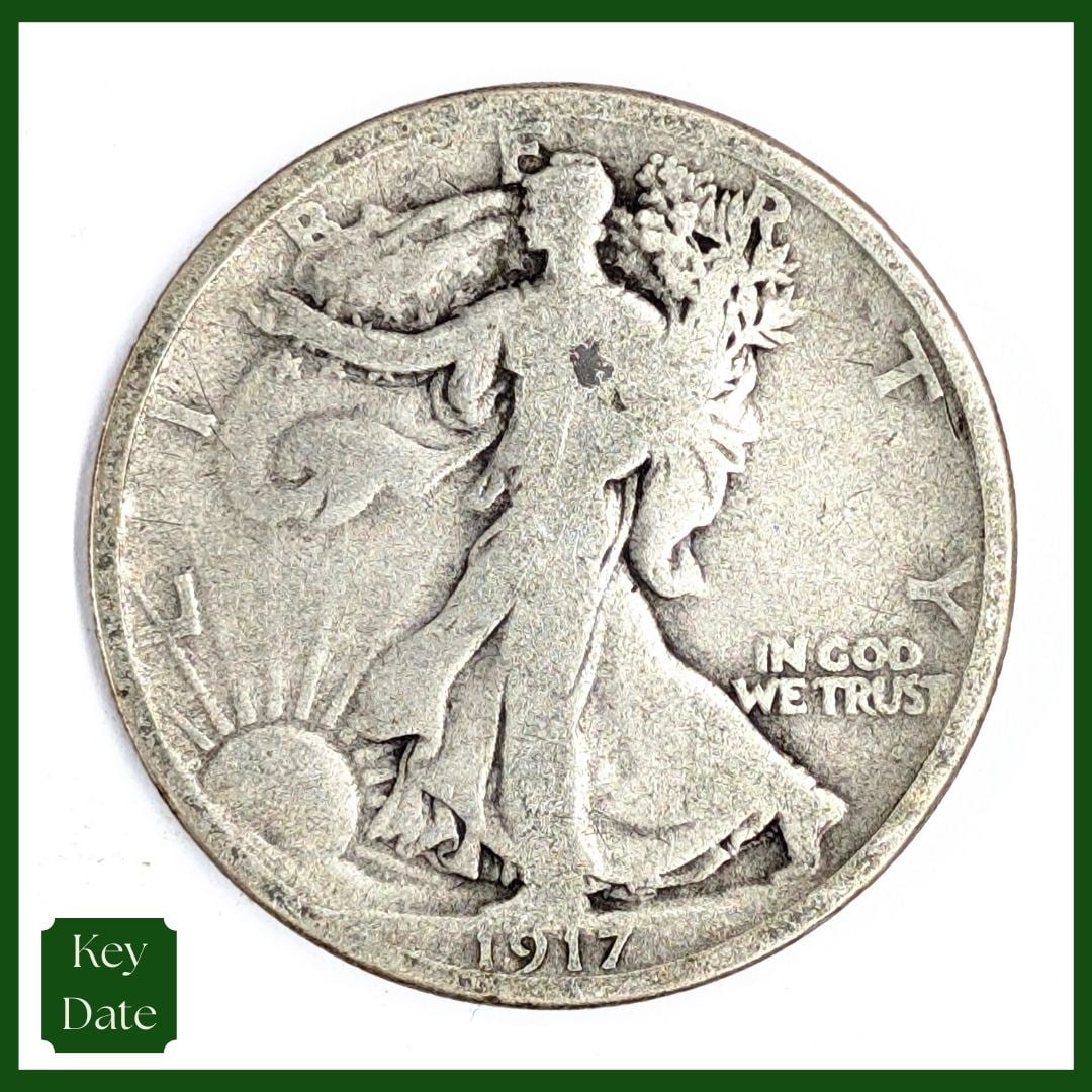 1917 Silver Walking Liberty Half Dollar - KEY DATE: Silver 