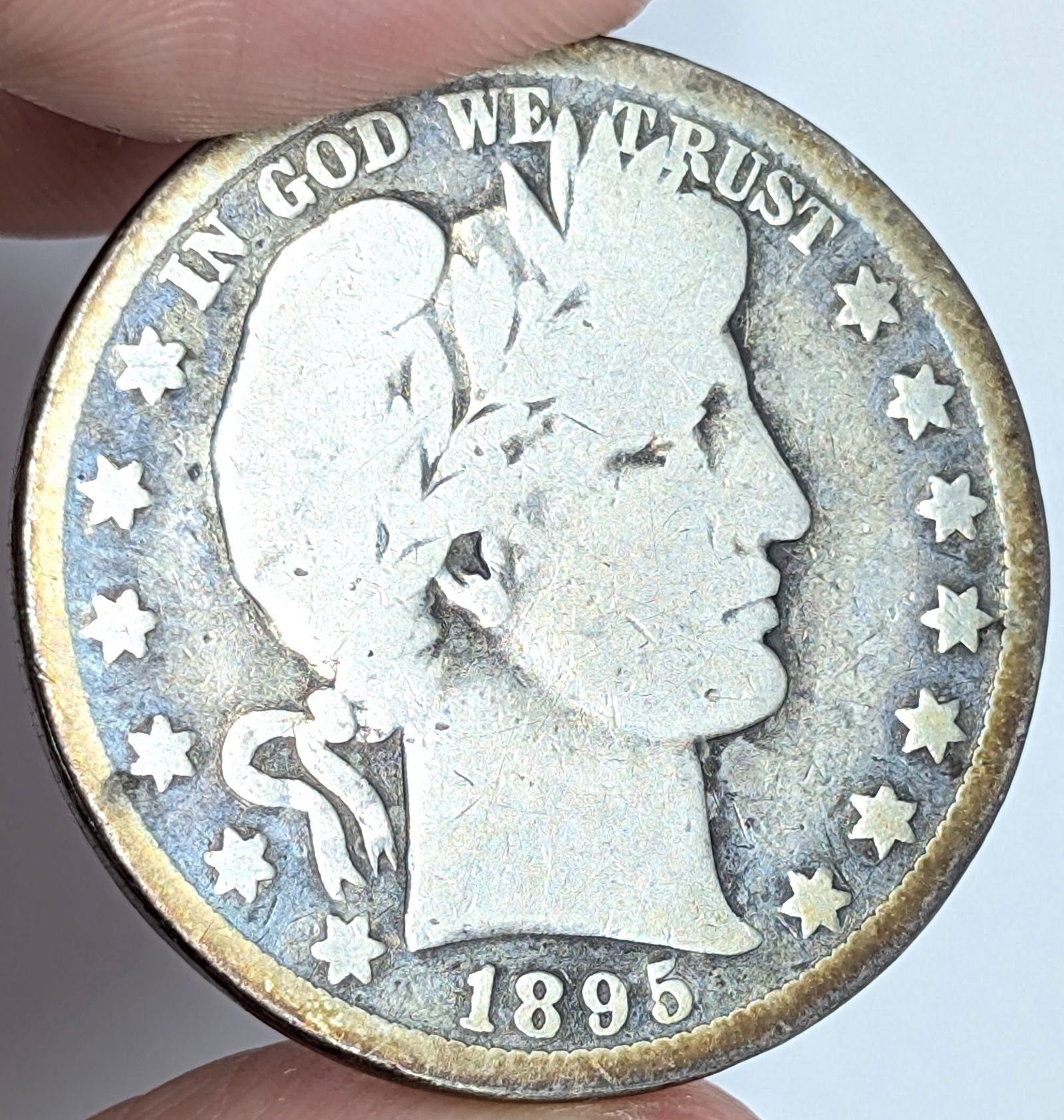 1895-O Silver Barber Half Dollar - Toned: Silver 