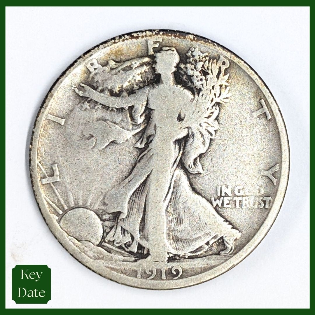1919-S Silver Walking Liberty Half Dollar - KEY DATE: Silver 