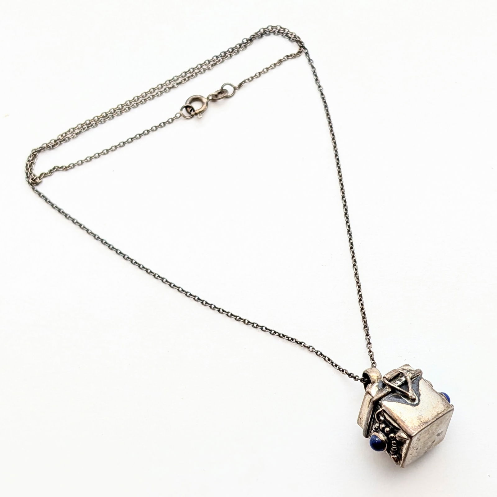 Vintage Sterling Silver Prayer Box Locket Ladies Necklace (1 of 8)