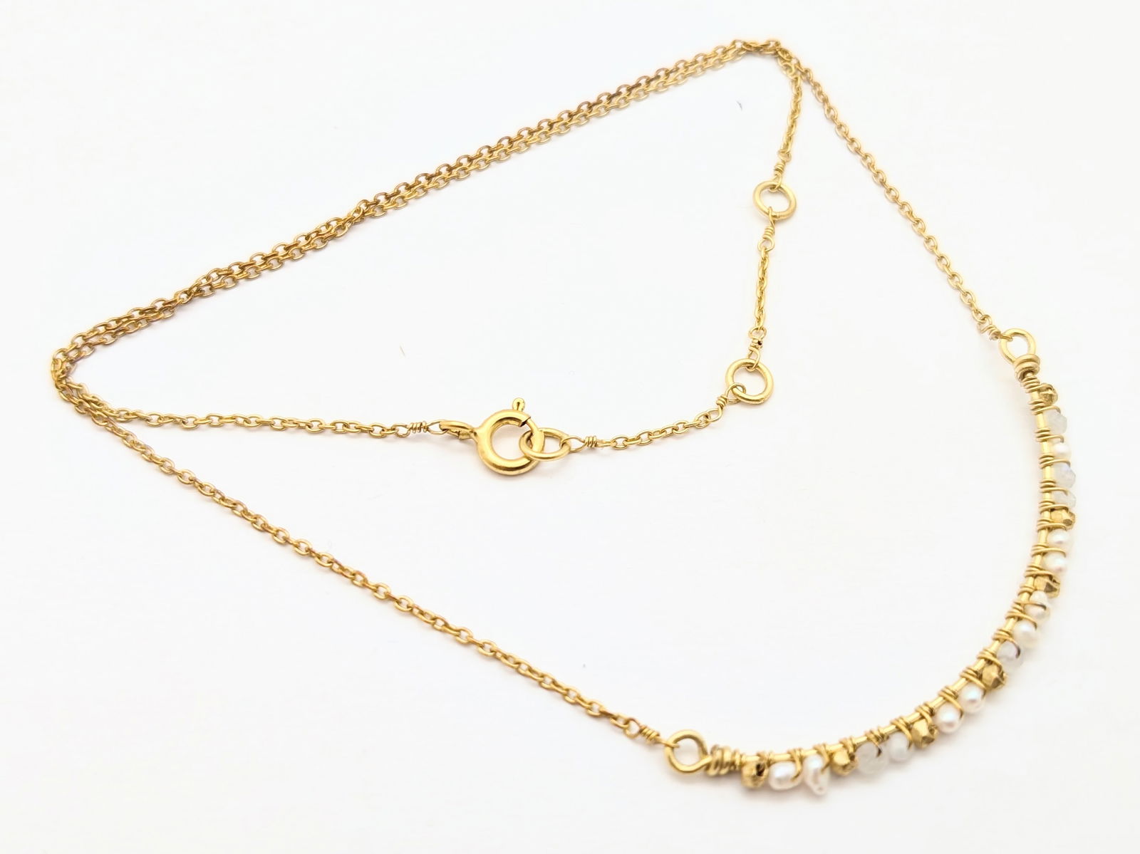 Sterling Silver Beaded Bar Ladies Necklace: Length: 17in 