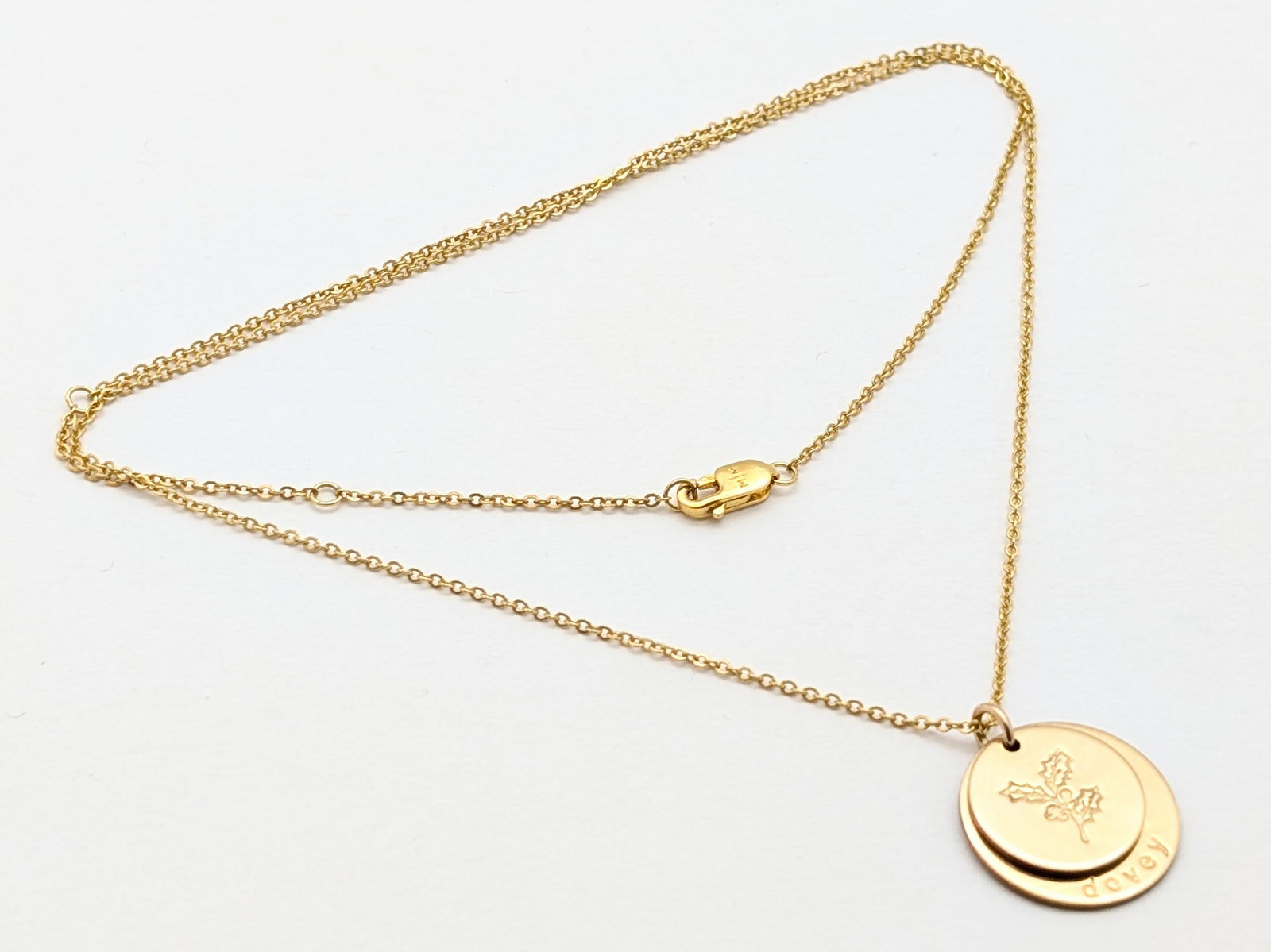 14K Gold filled Holly Berry 'Dovey' Ladies Necklace Stamped MM: Length: 18in 