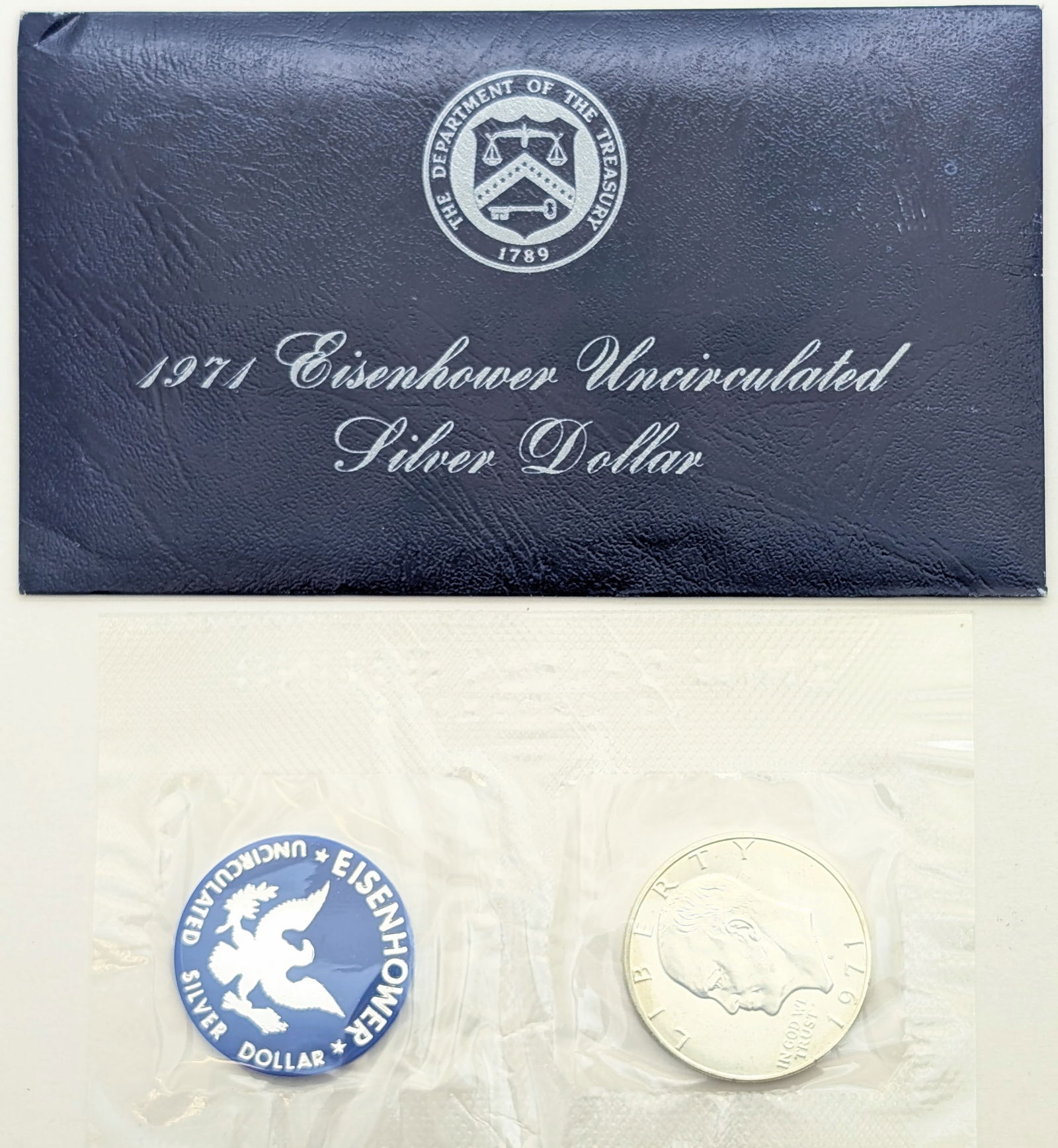 1971 Eisenhower " Ike" Uncirculated Silver Dollar: Silver 