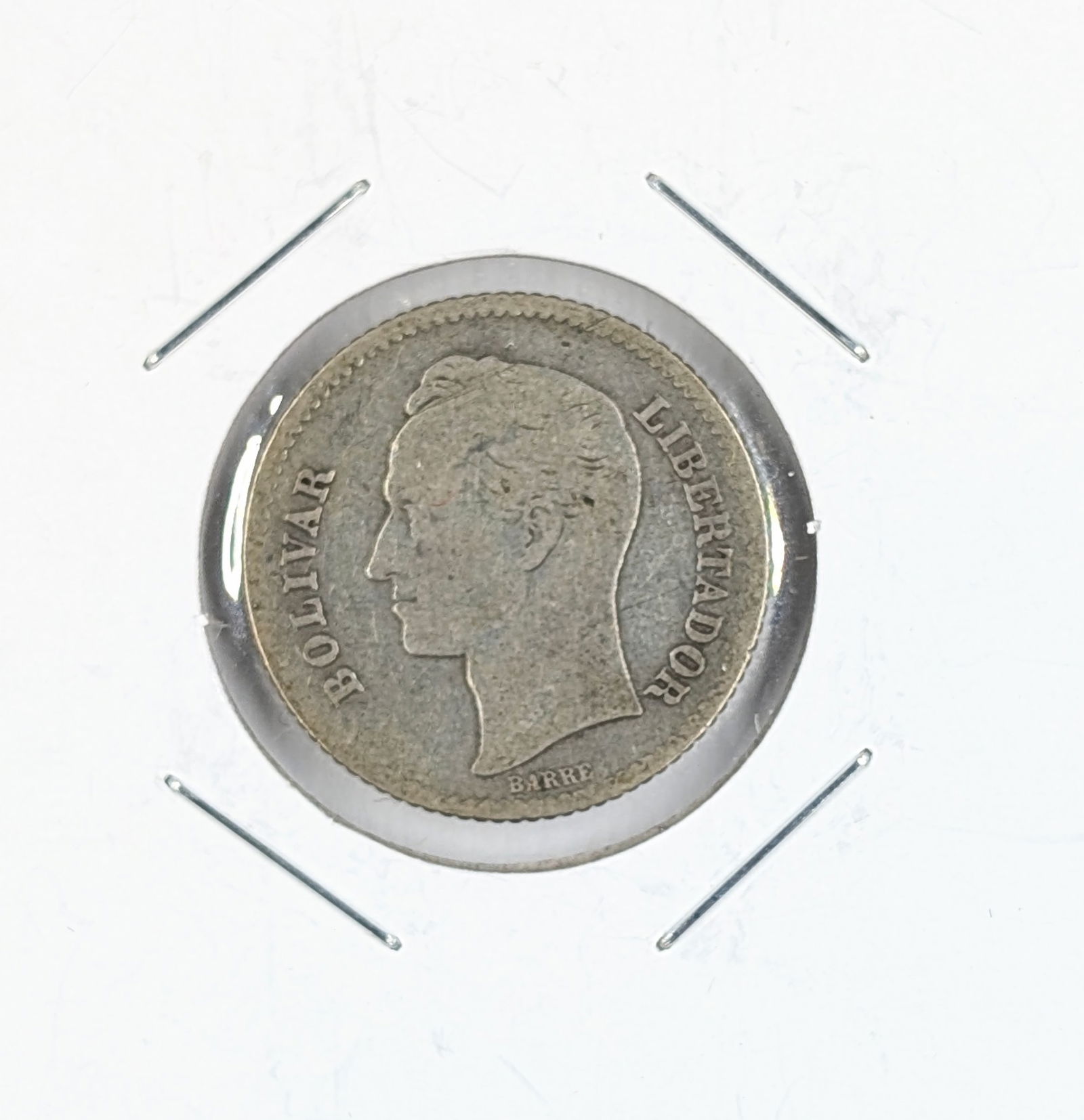 1935 Silver Venezuela Bolivar: 83.5% Silver 