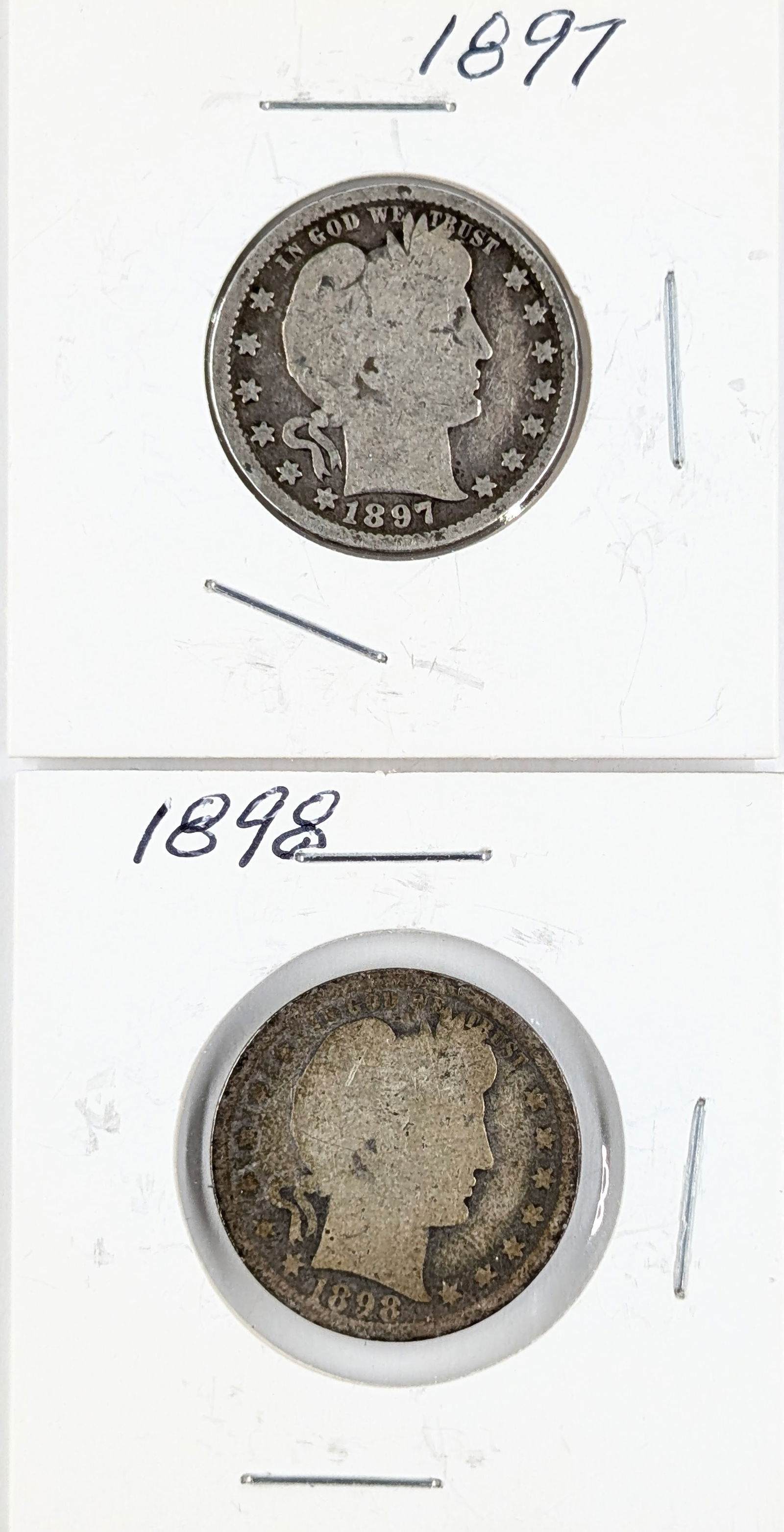 Lot of 2 Silver Barber Quarters - 1897, 1898 (1 of 2)