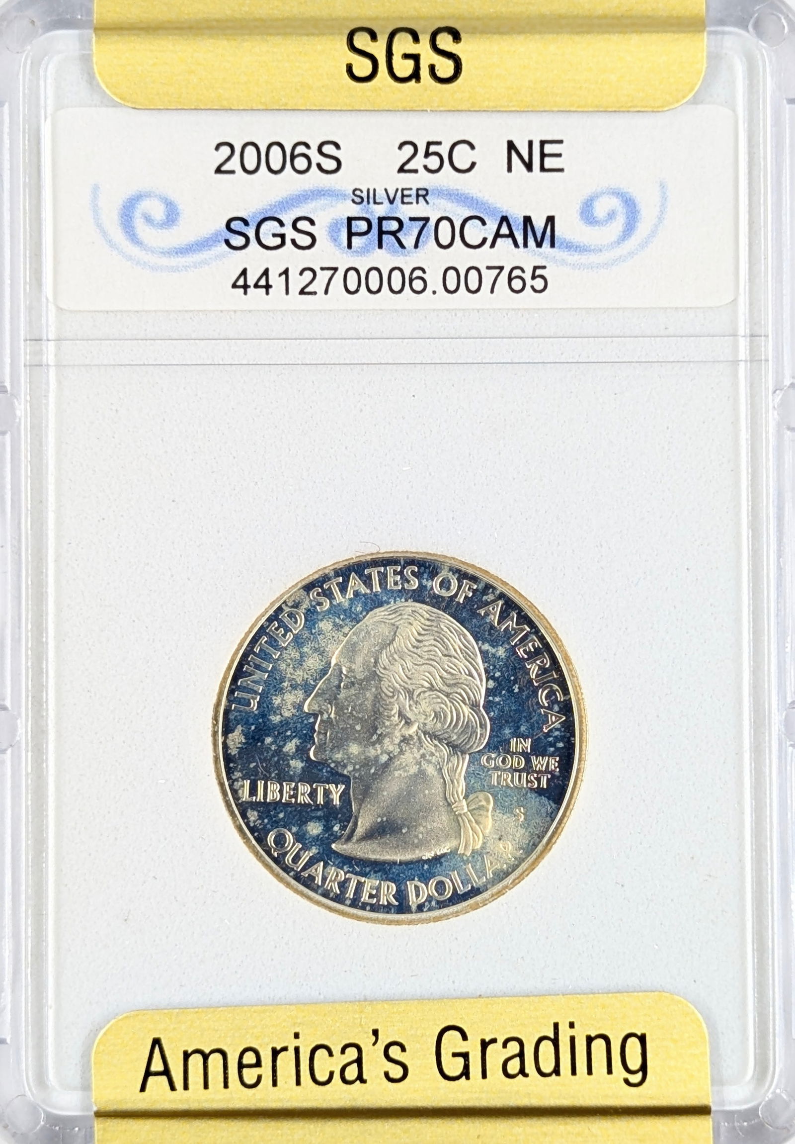 SGS 2006-S PR70 CAM Nebraska Silver State Quarter - Toned: Silver 