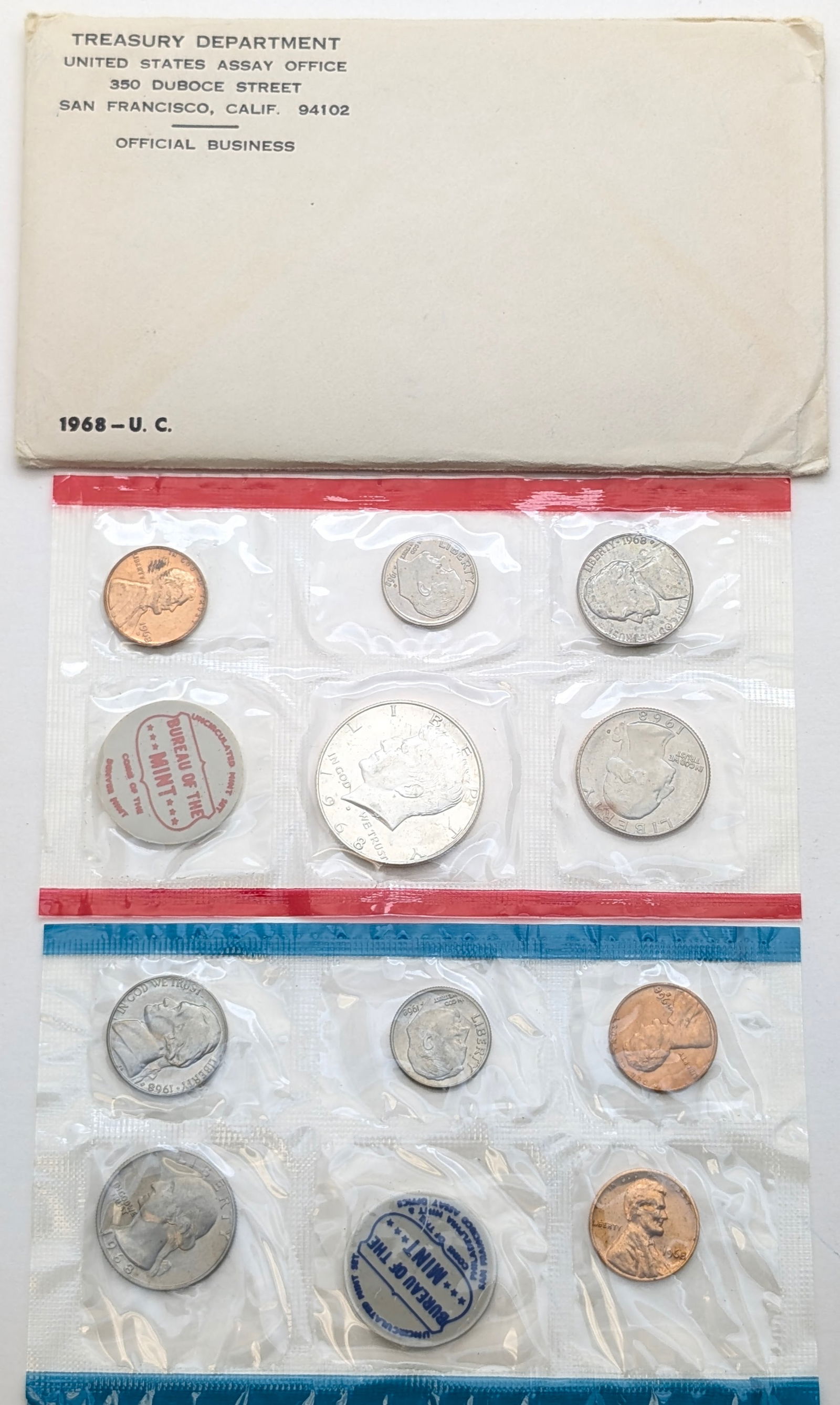 1968 US Mint Uncirculated Coin Set w/ Silver JFK Half (1 of 2)