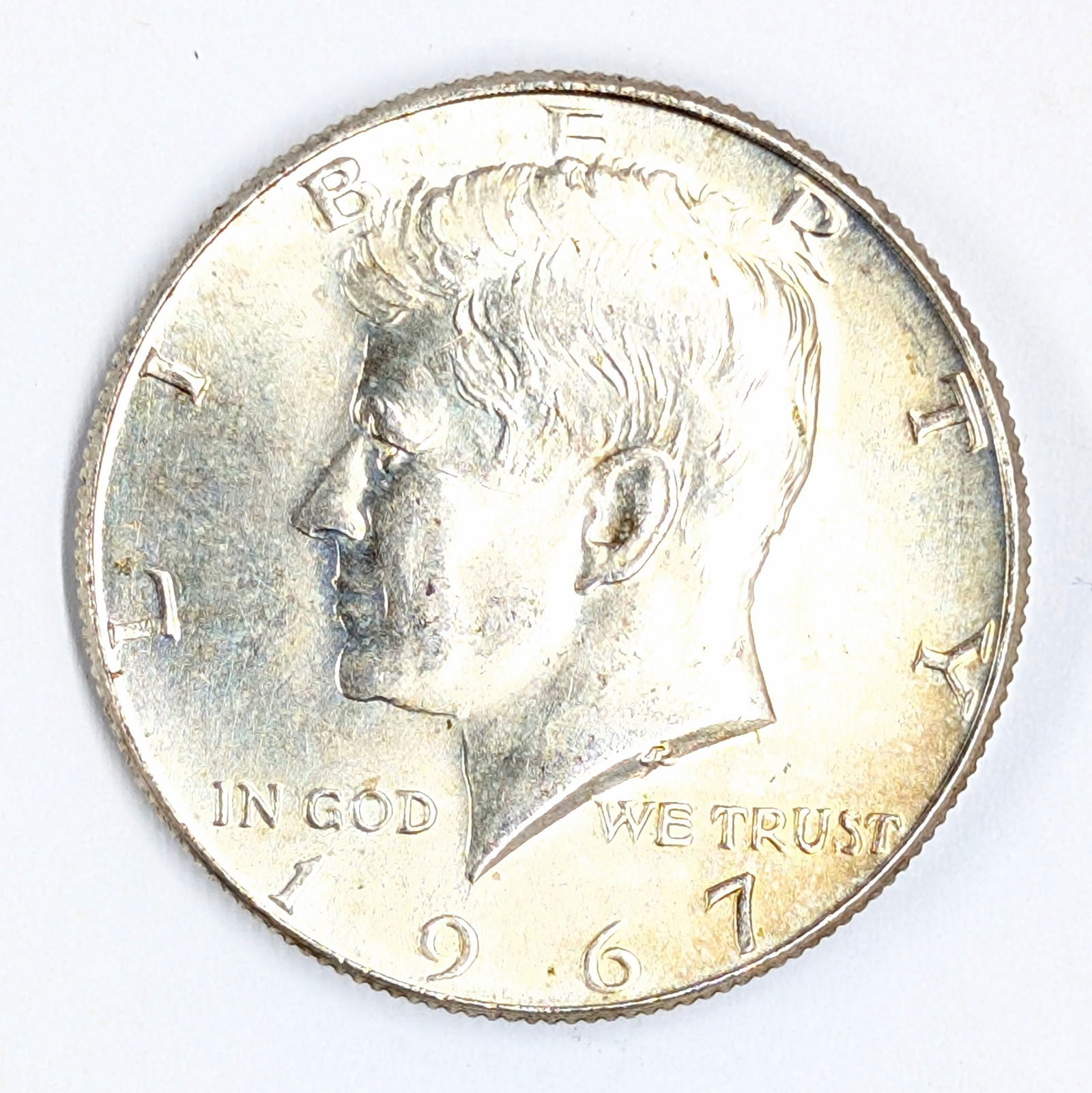 1967 Silver John F Kennedy Half Dollar - Uncirculated & Toned (1 of 2)
