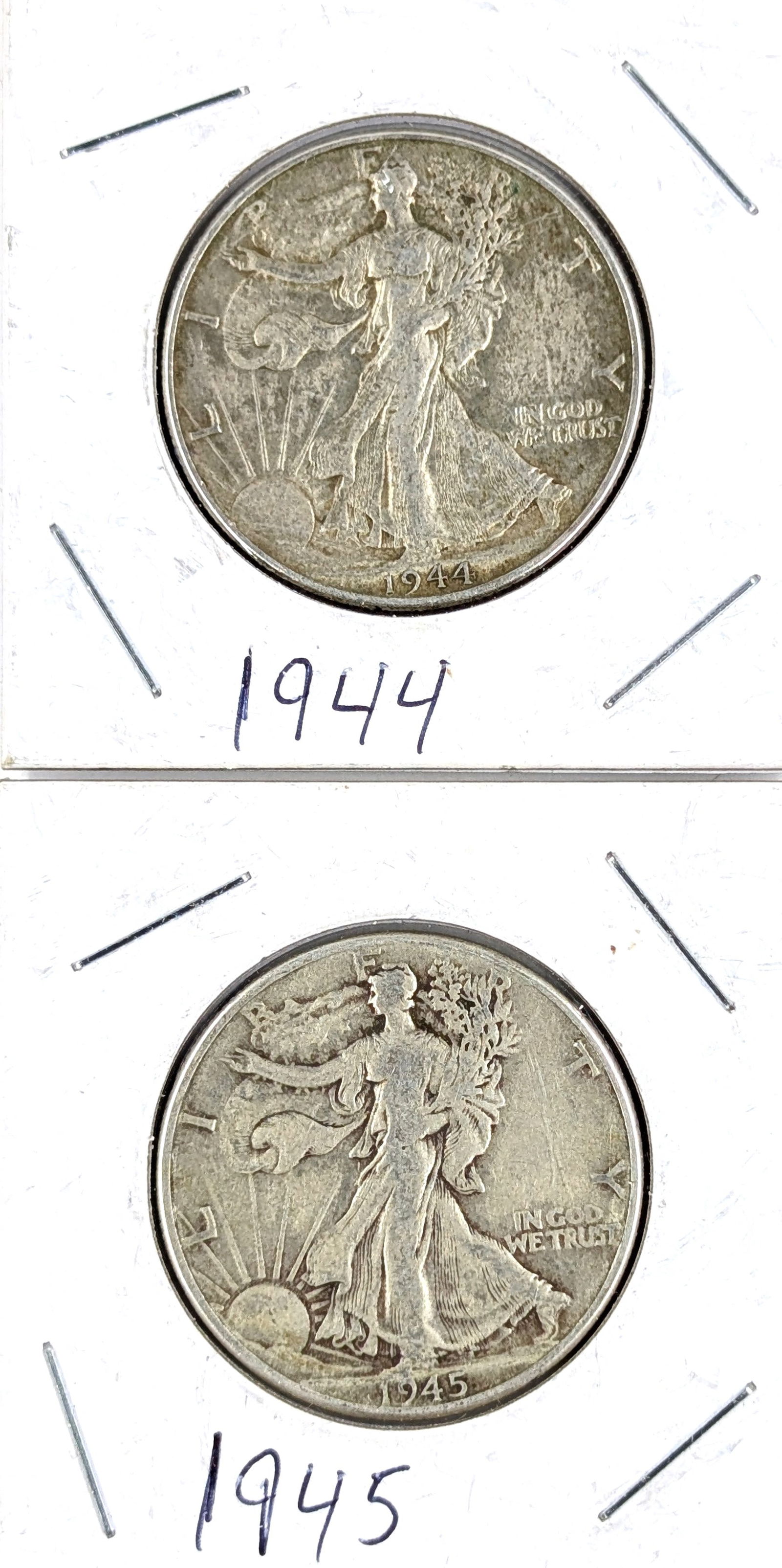 Lot of 2 Silver Walking Liberty Half Dollars - 1944, 1945 (1 of 2)