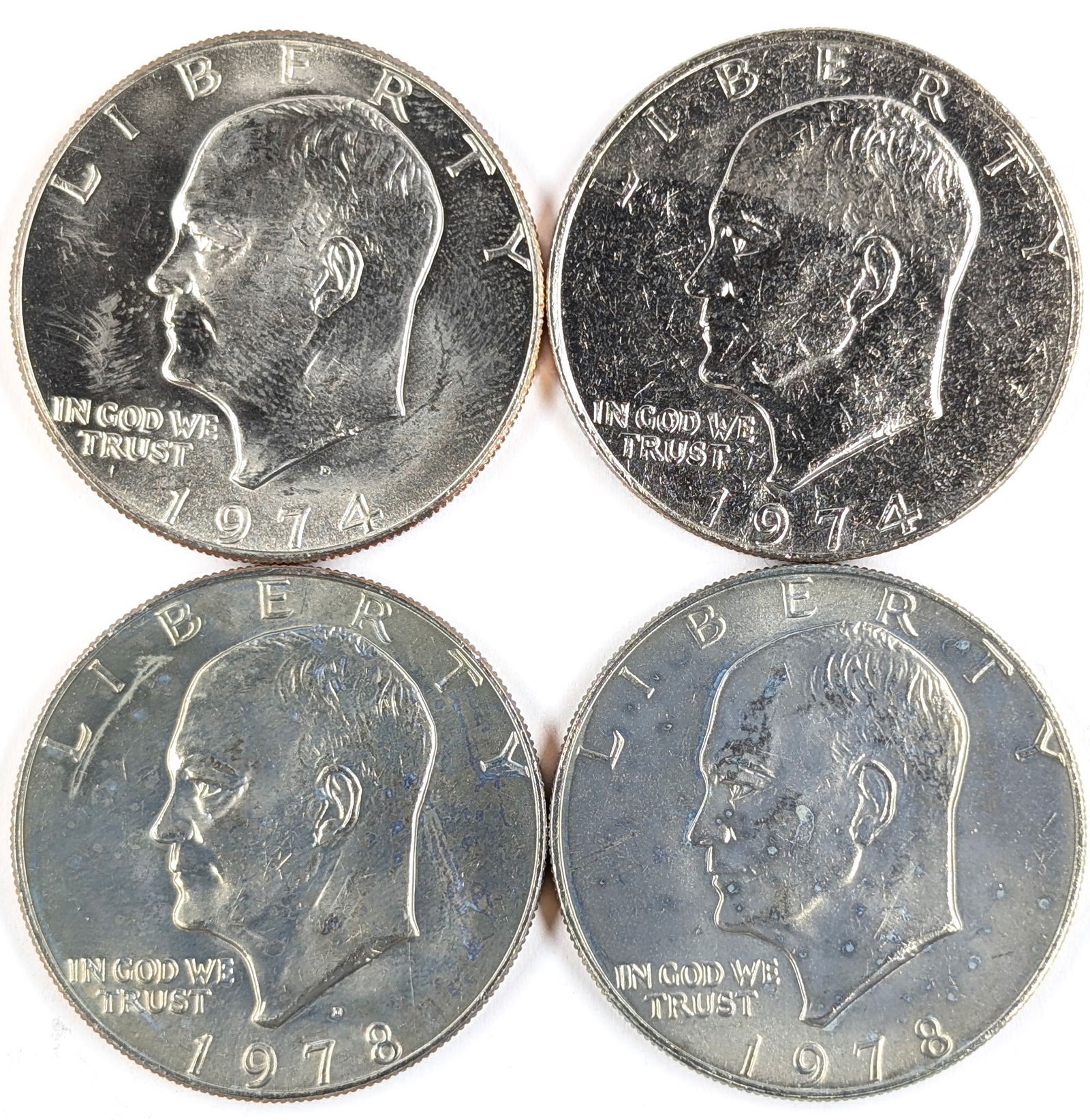Lot of 4 Eisenhower "Ike" Dollars - 1974-1978 - Some Uncirculated (1 of 3)