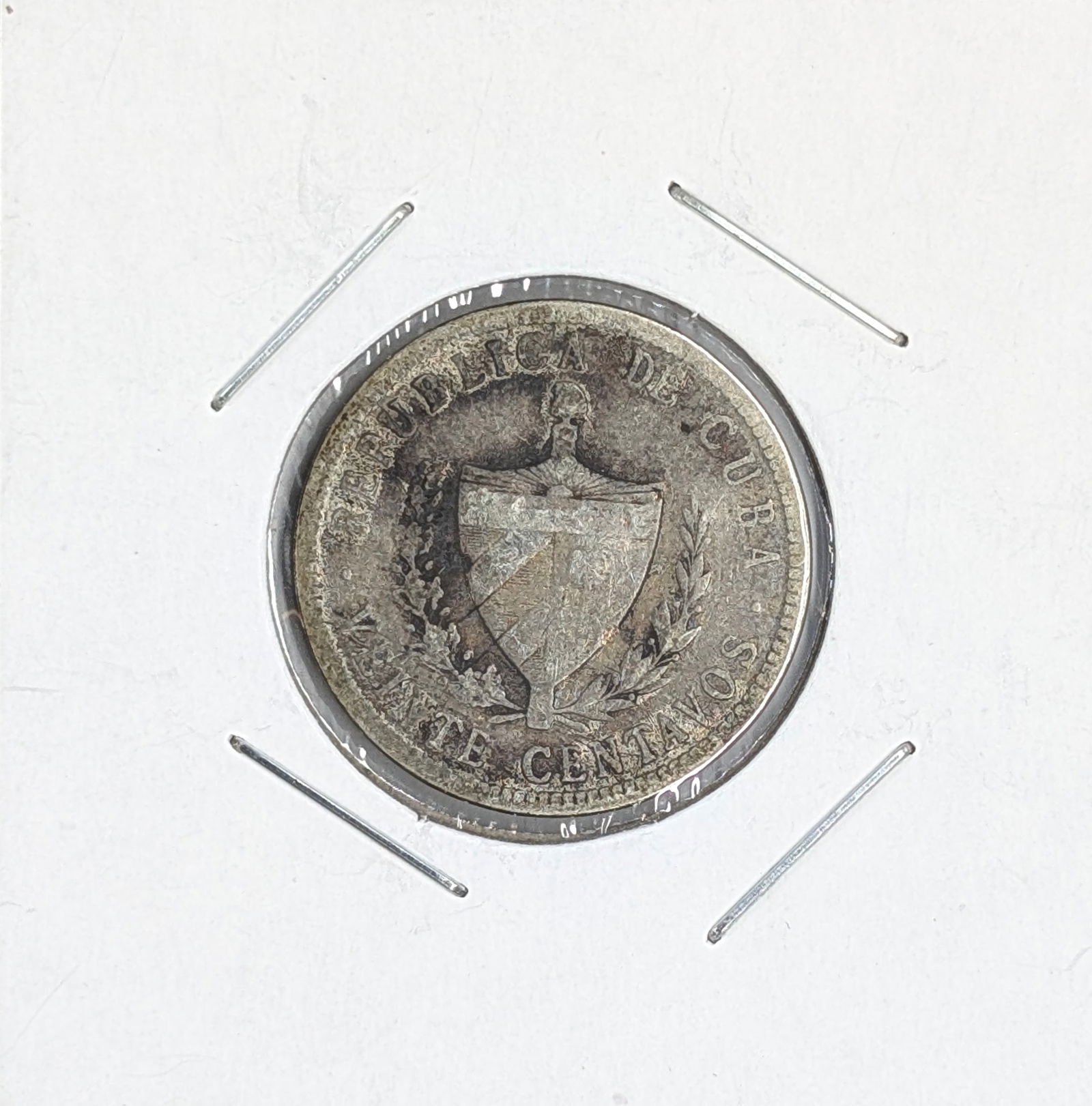 1915 Silver Cuba 20 Centavos: 90% Silver 