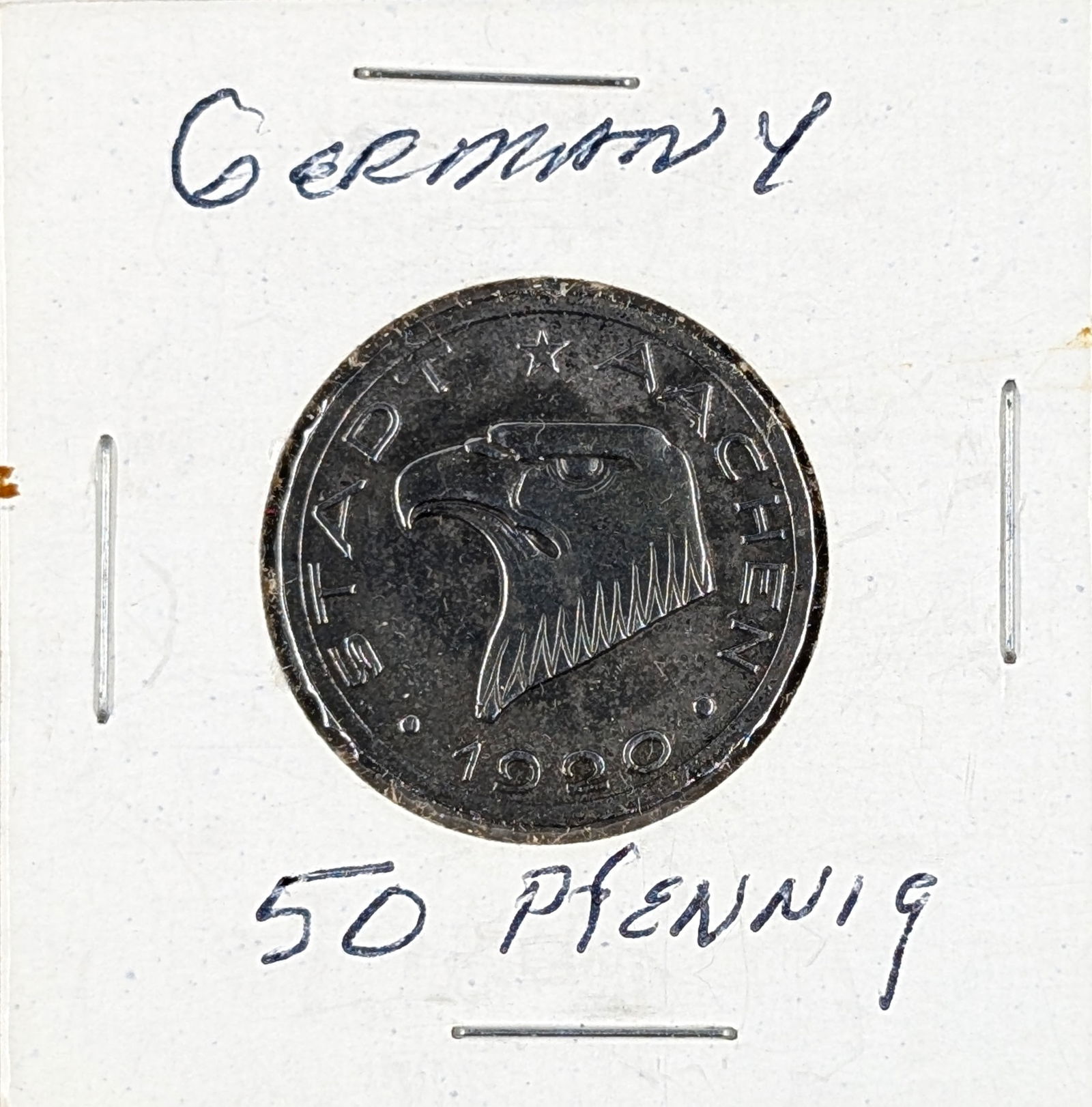 1920 German 50 Pfennig - Aachen: Coin 