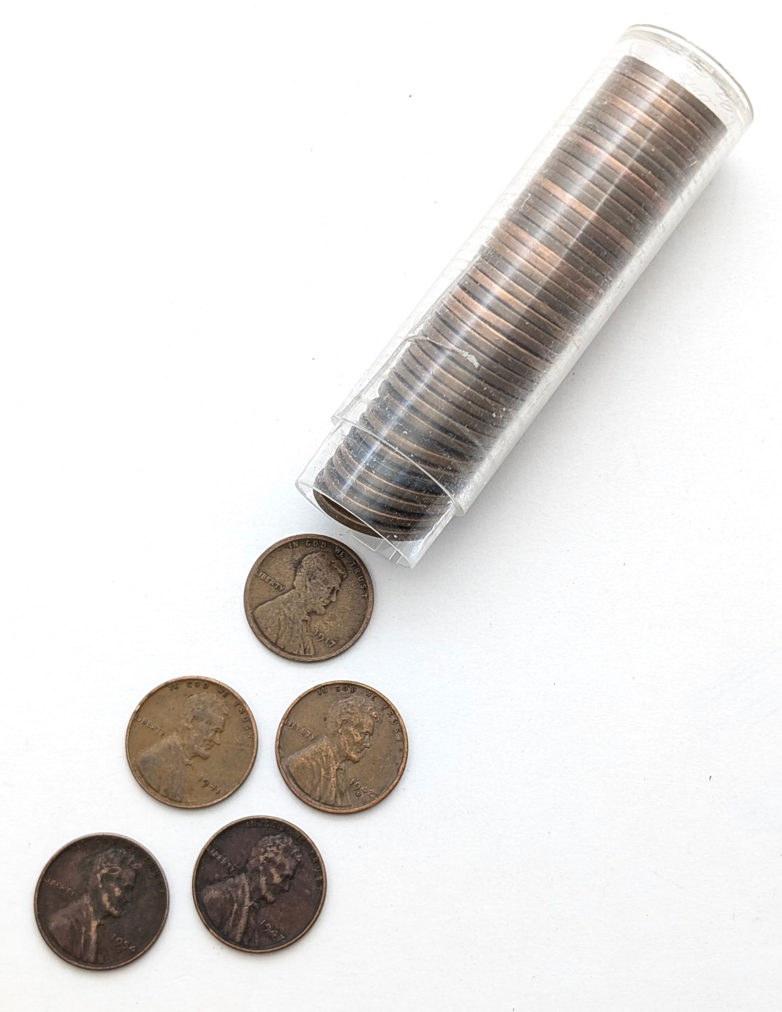 Tube of 50 Wheat Cents - Mixed dates: Coin 