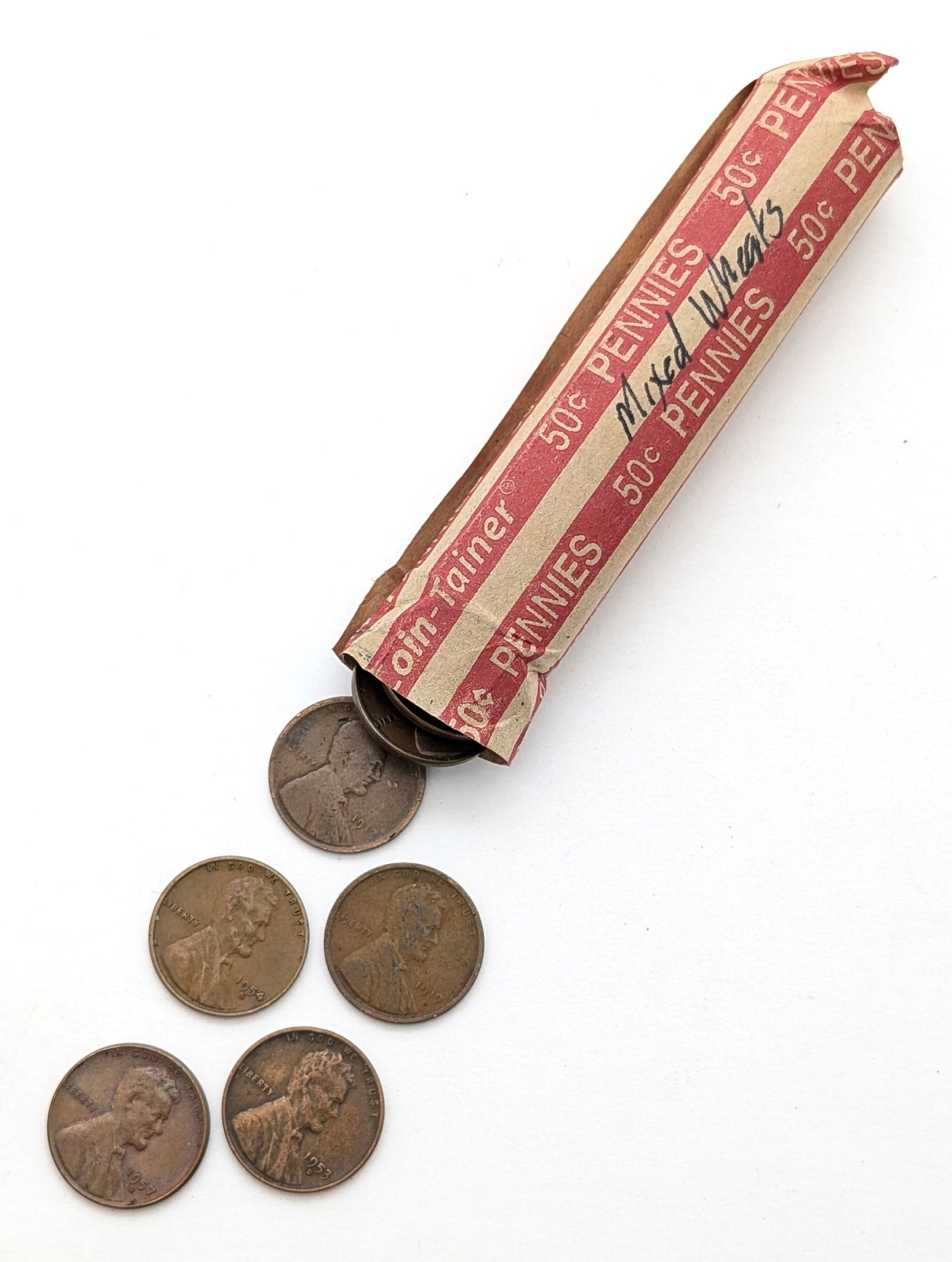 Roll of 50 Wheat Cents - Mixed dates: Coin 