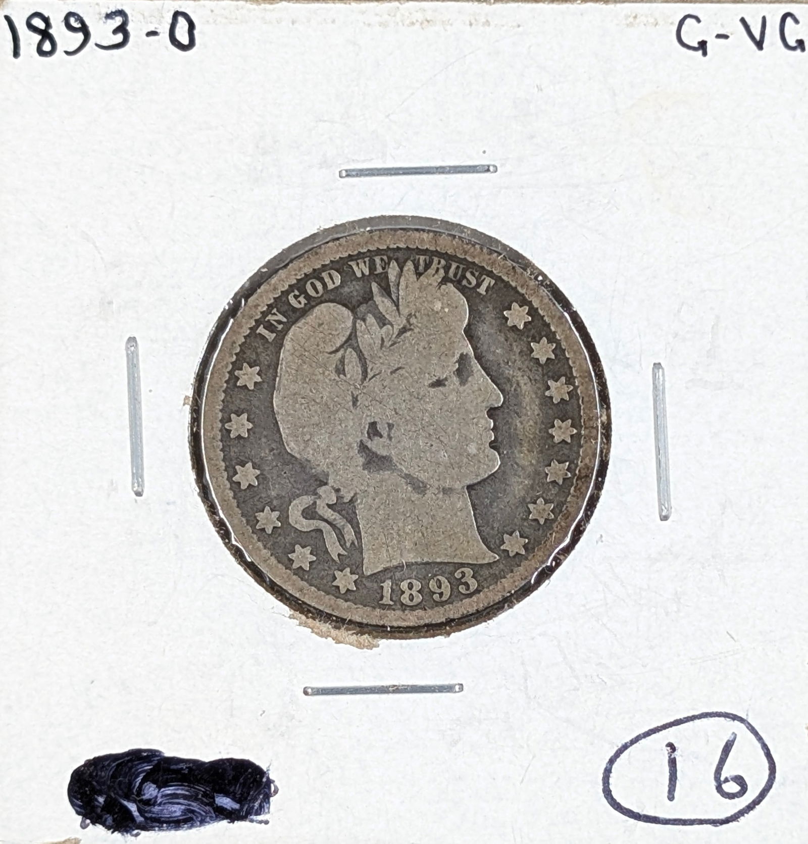 1893-O Silver Barber Quarter (1 of 2)