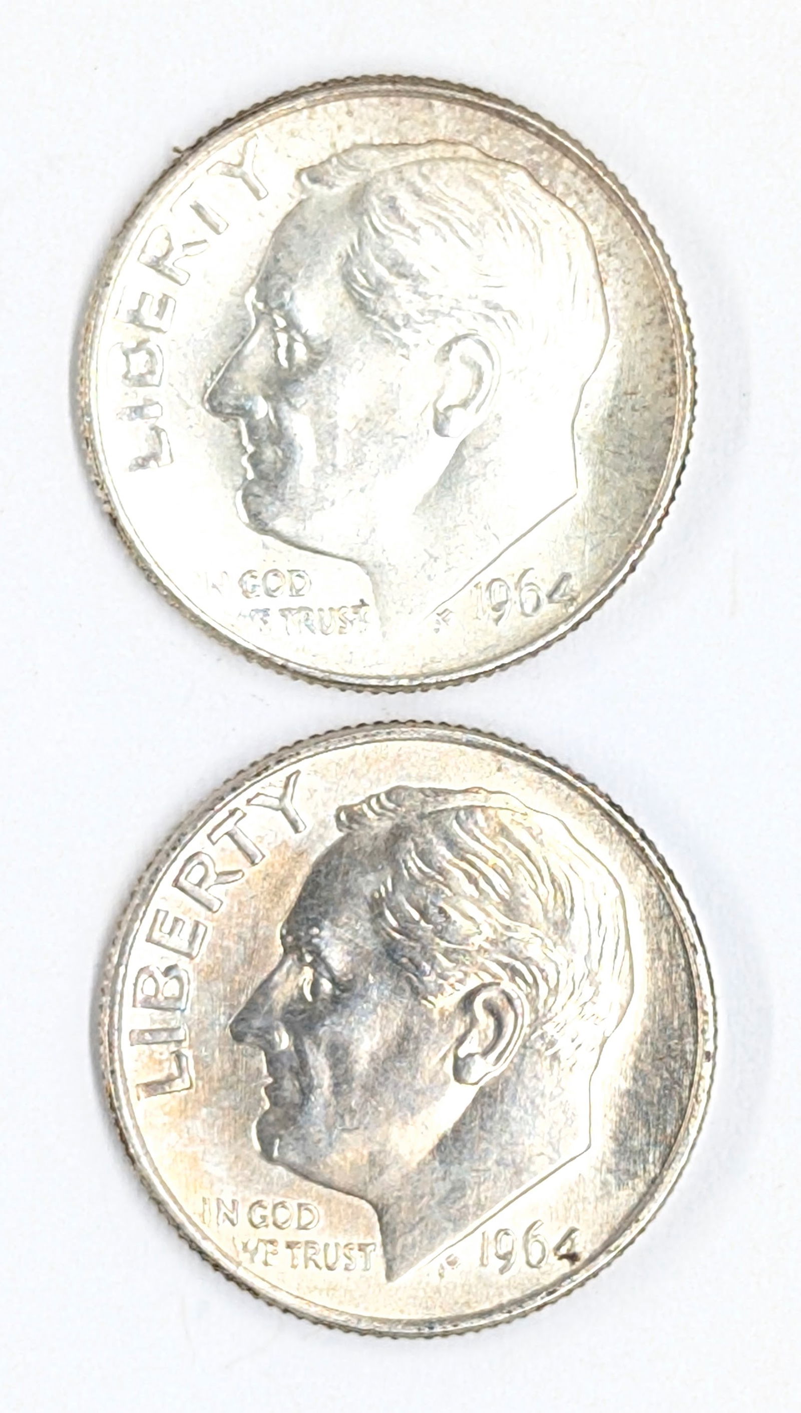 Lot of 2 Uncirculated Silver Roosevelt Dimes - 1964 (1 of 2)