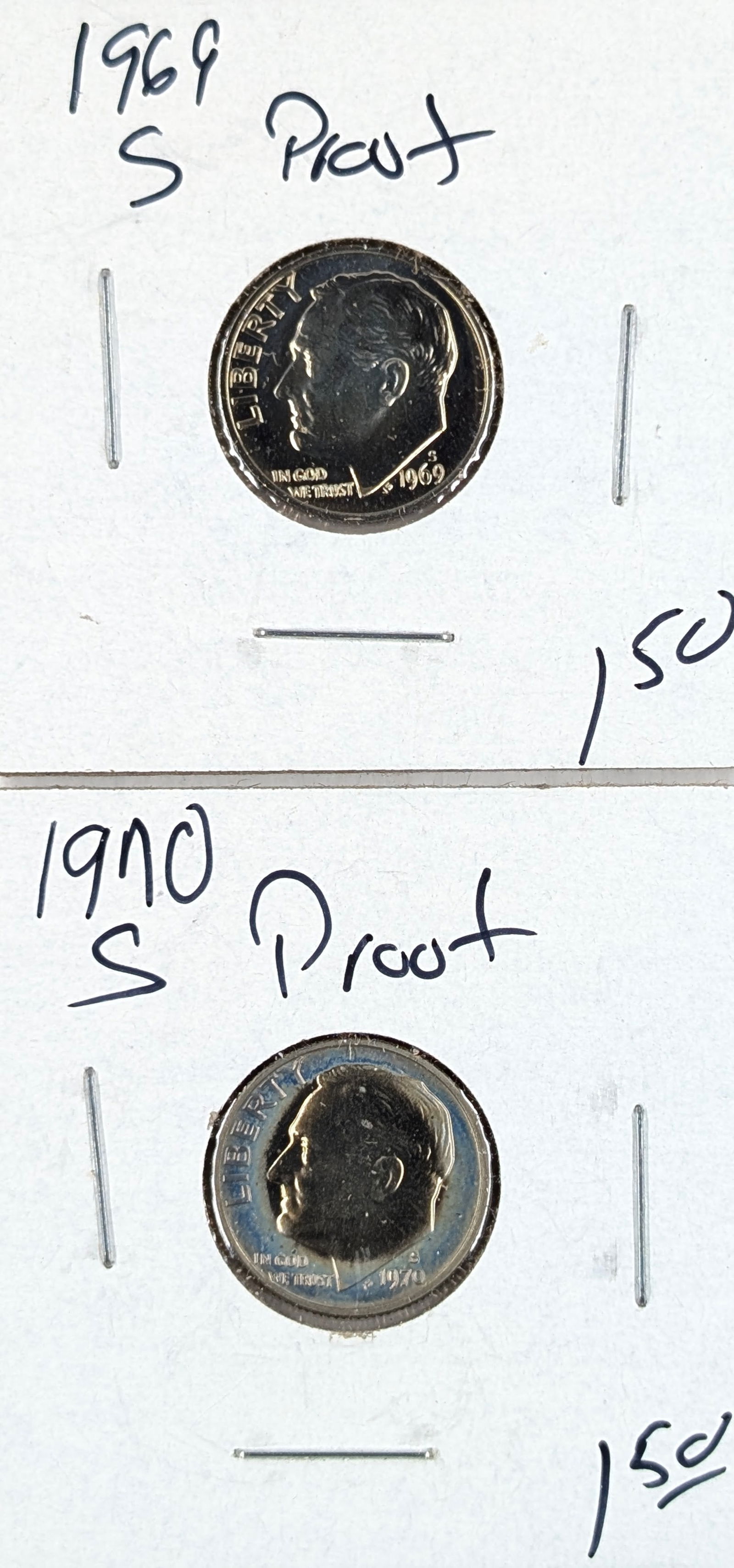 Lot of 2 Proof Roosevelt Dimes - 1969-S, 1970-S: Coin