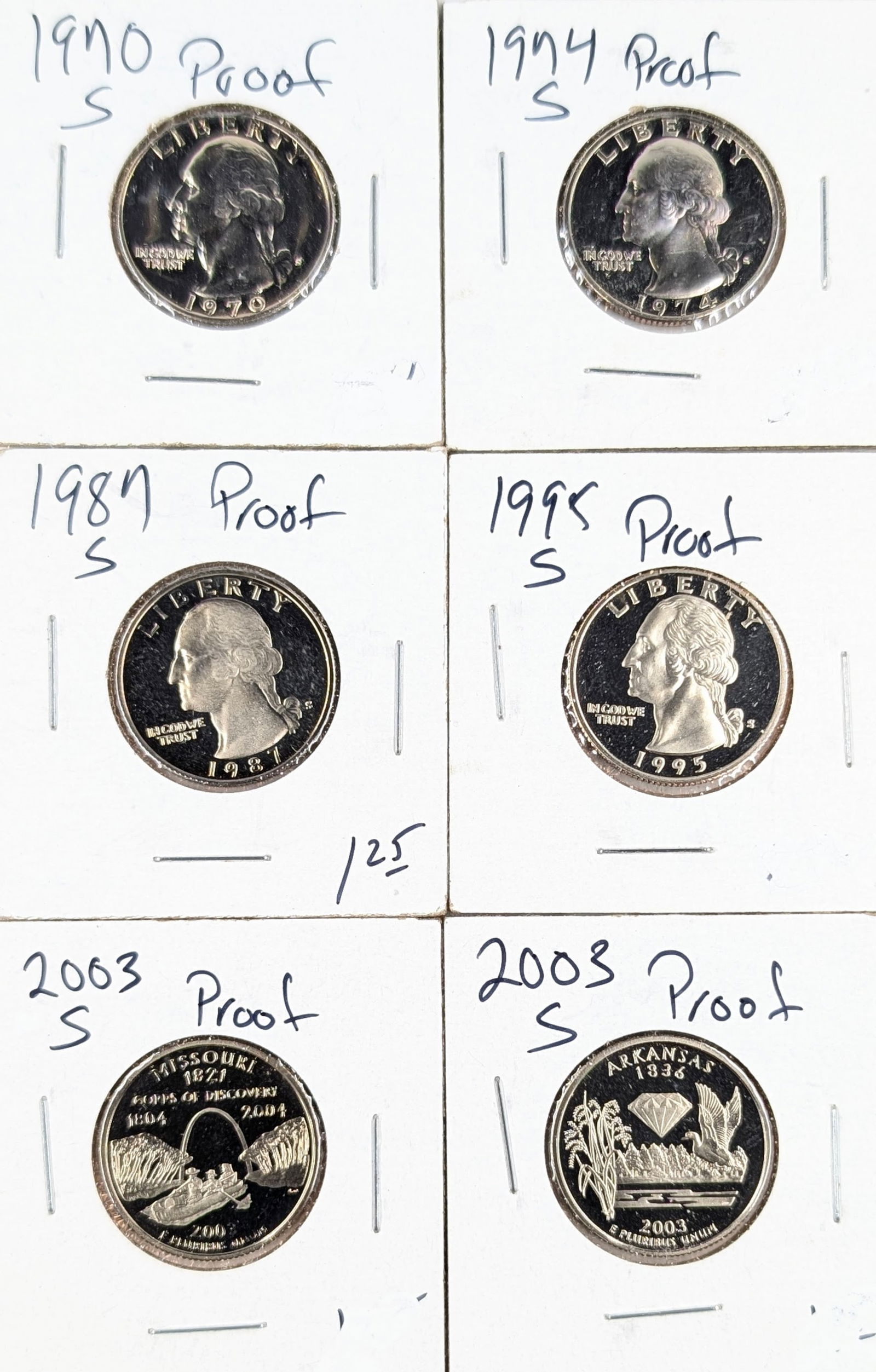 Lot of 6 Proof Washington Quarters - 1970-2003: Coin 