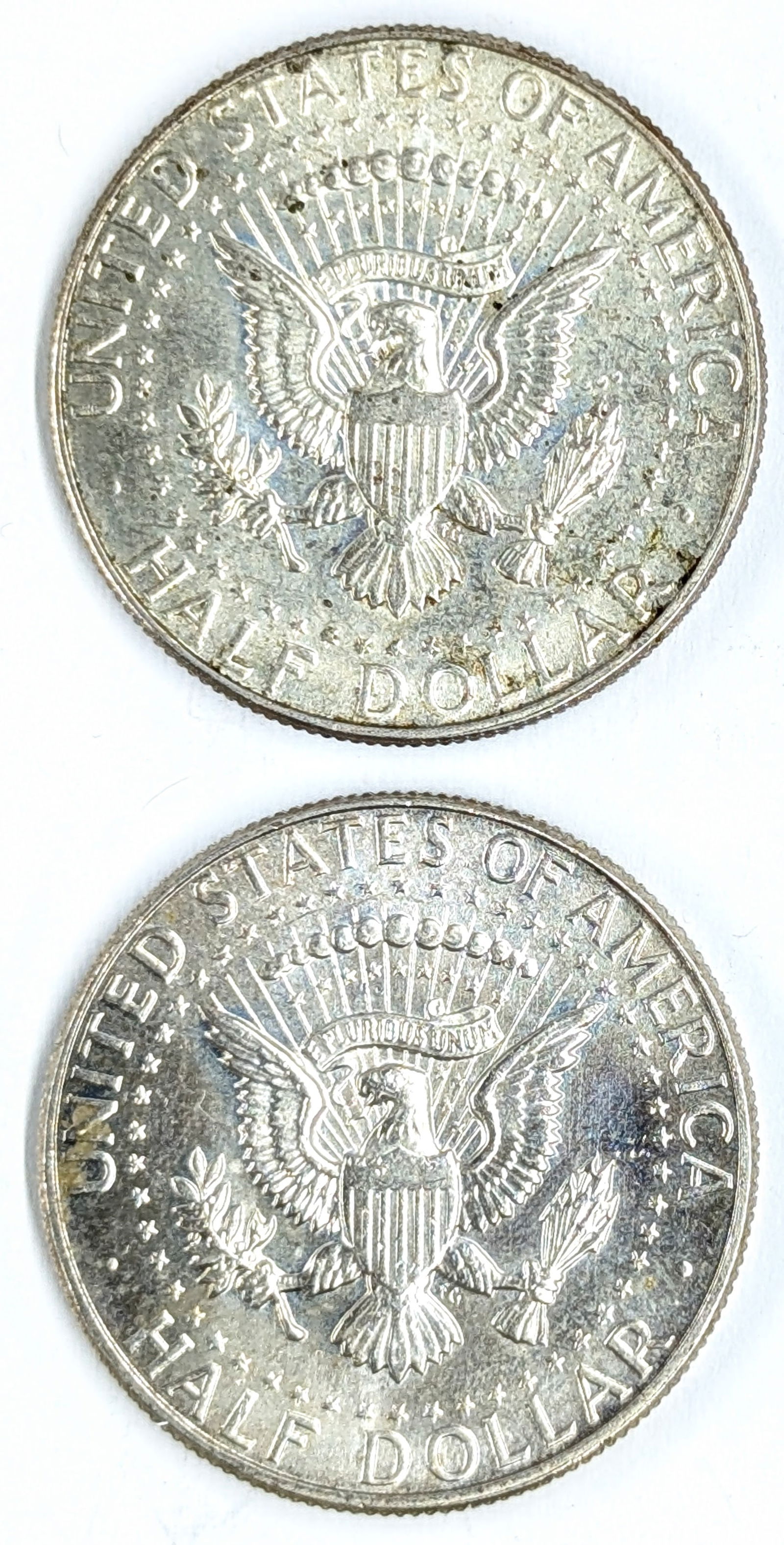 Lot of 2 Silver John F Kennedy Half Dollars - 1966, 1967 - 2