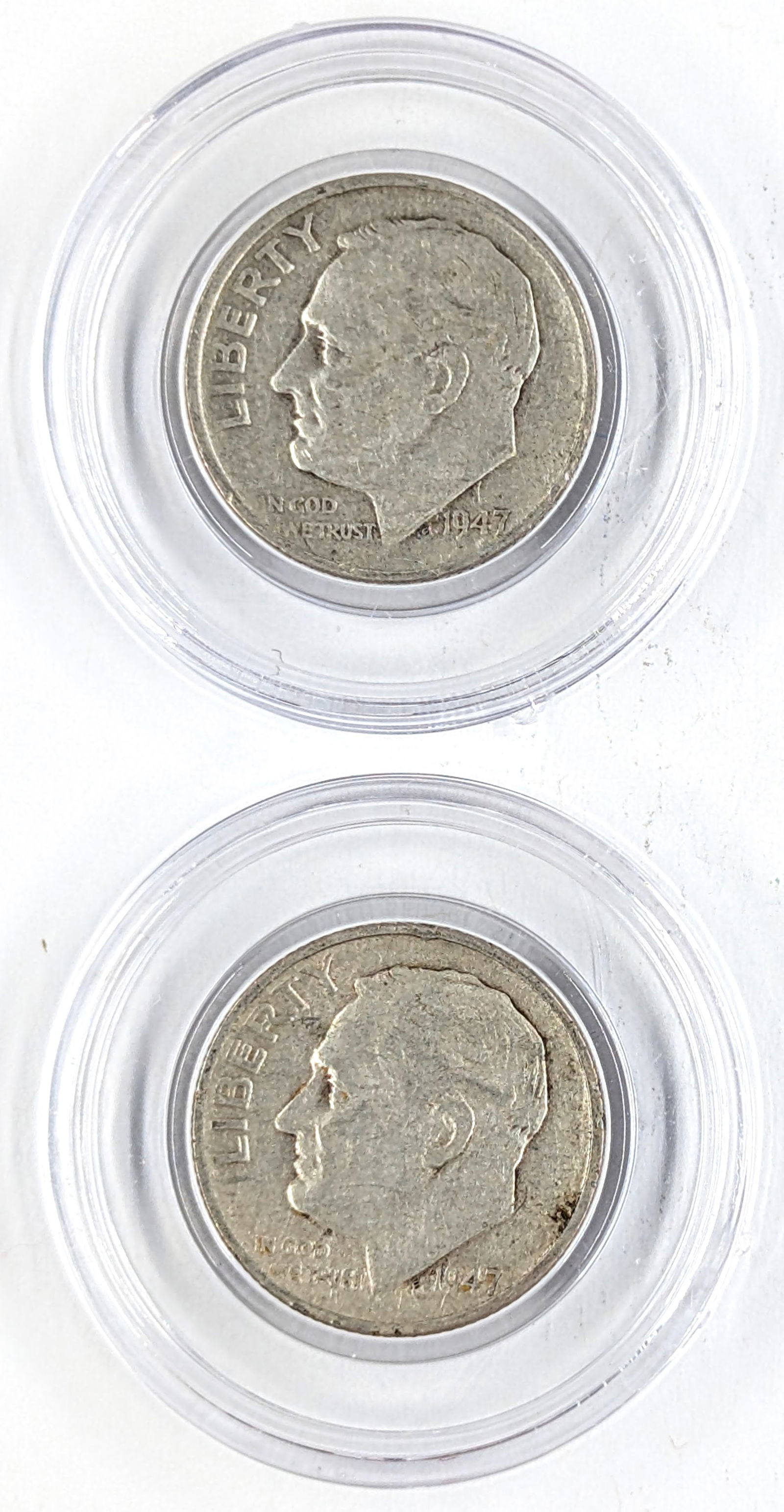 Lot of 2 Silver Roosevelt Dimes- Both 1947-S: _ 