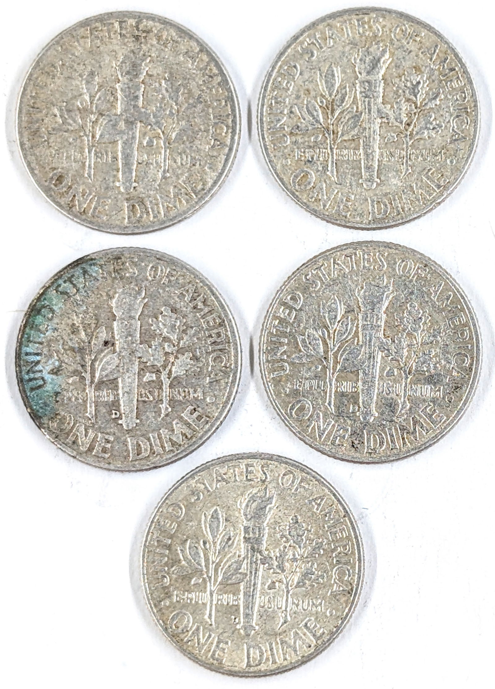Lot of 5 Silver Roosevelt Dimes-1955-1964 - 2