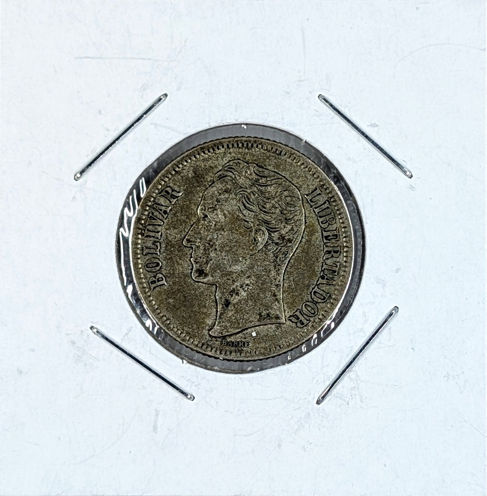1945 Silver Venezuela 1 Bolivar Coin- 83.5% Silver: _ 