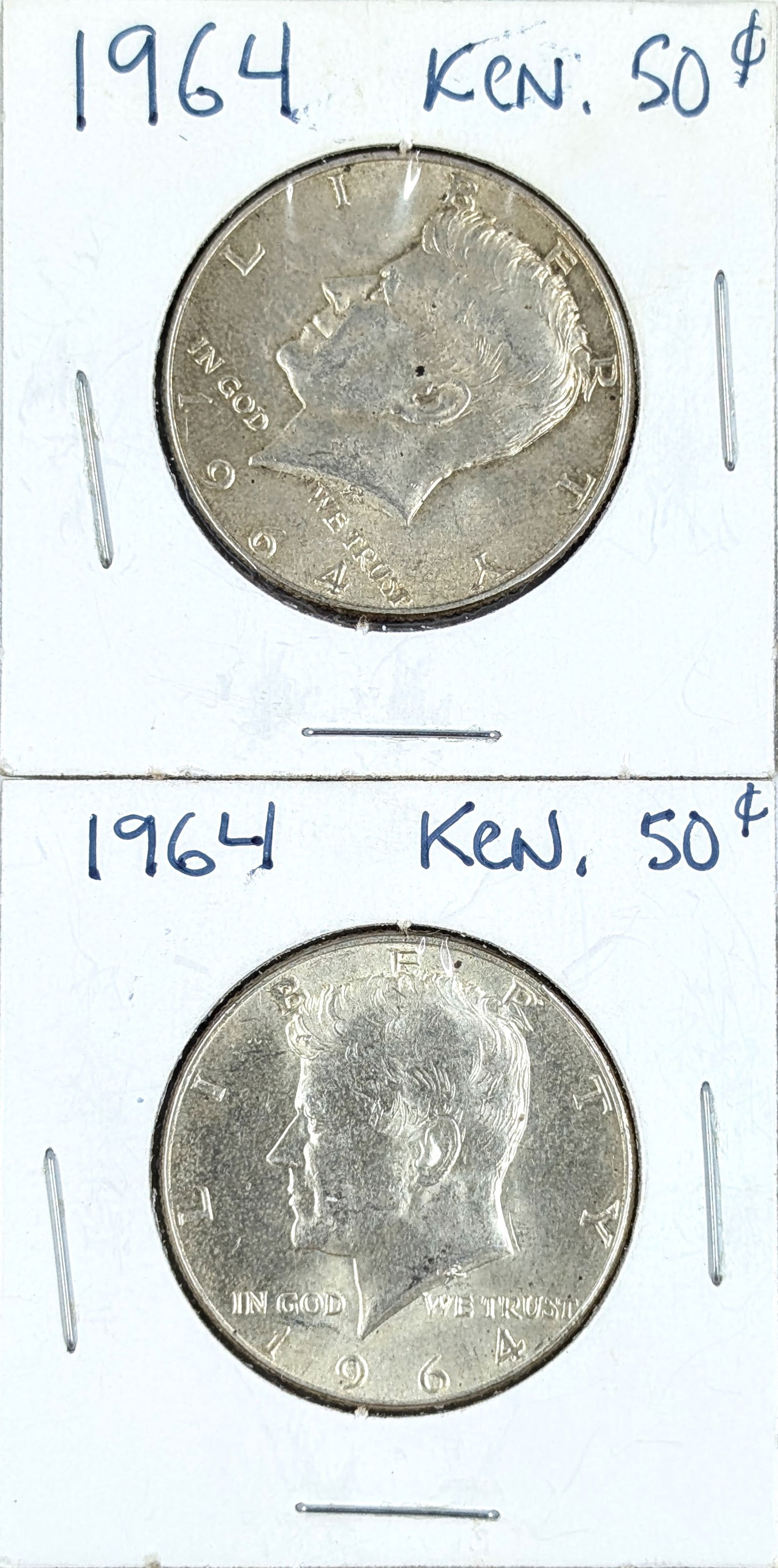 Lot of 2 Silver 1964 John F Kennedy Half Dollars- Uncirculated: _ 