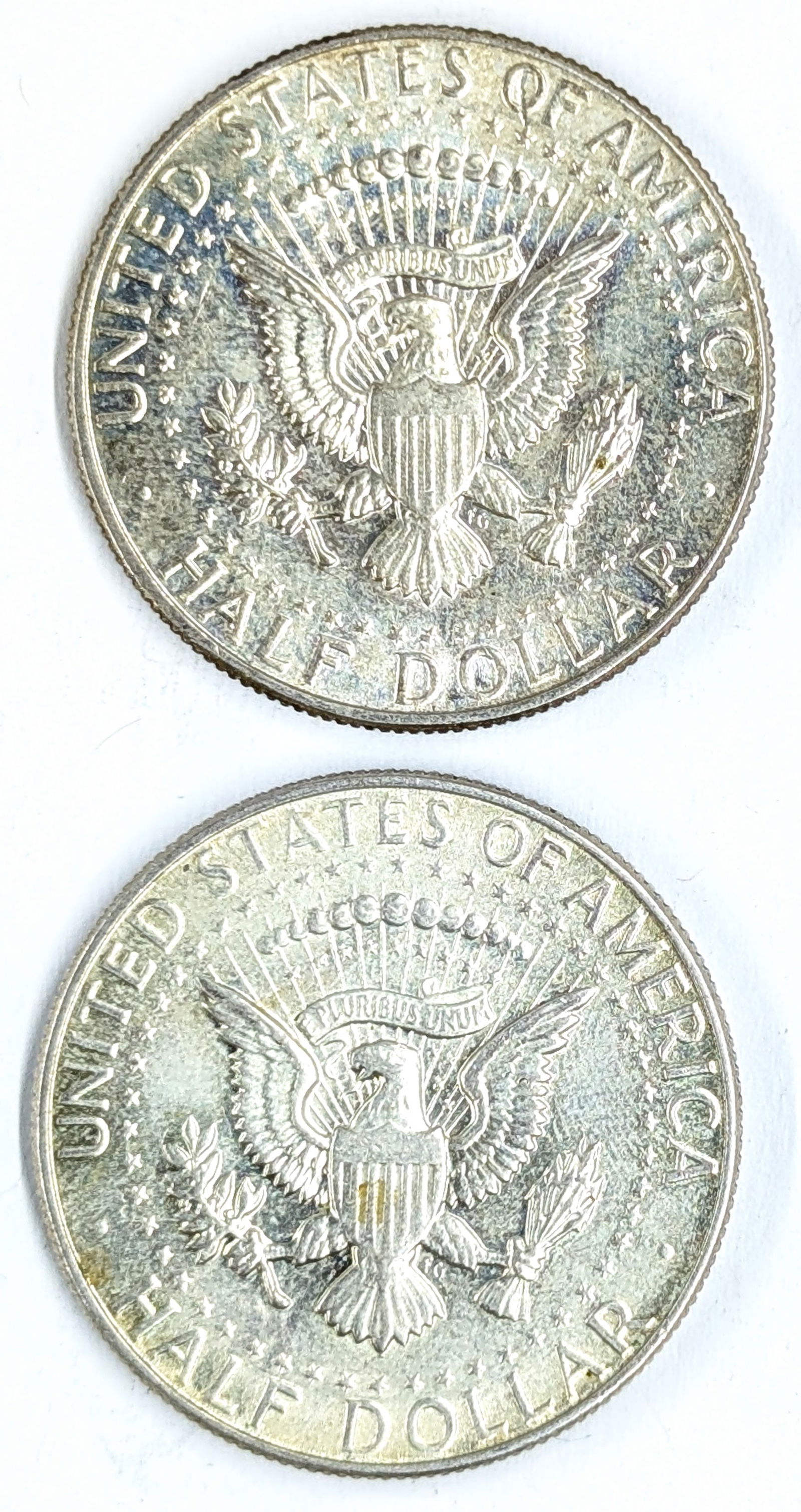 Lot of 2 Silver John F Kennedy Half Dollars - 1967, 1968-D - 2