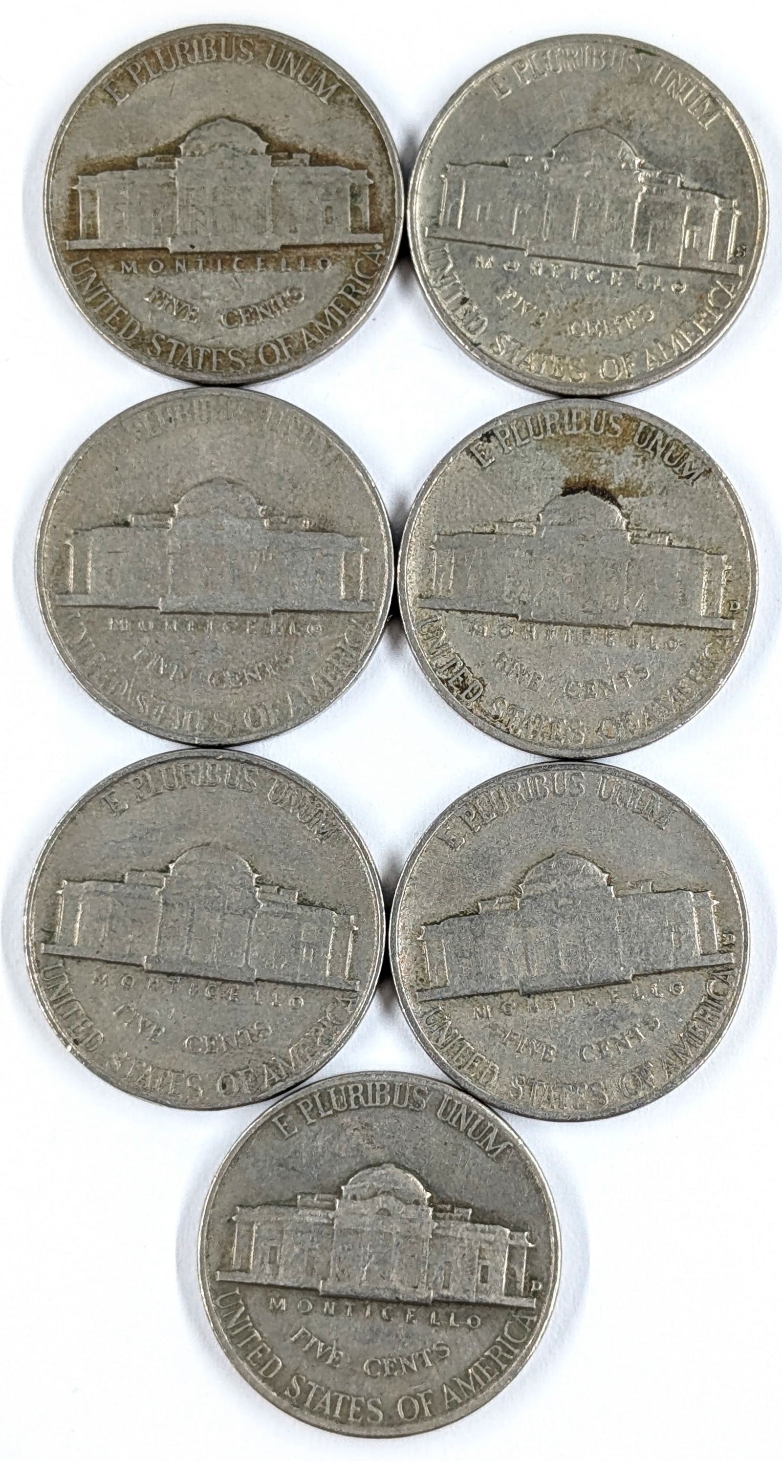 Lot of 7 Jefferson Nickels- 1953-1959 - 2