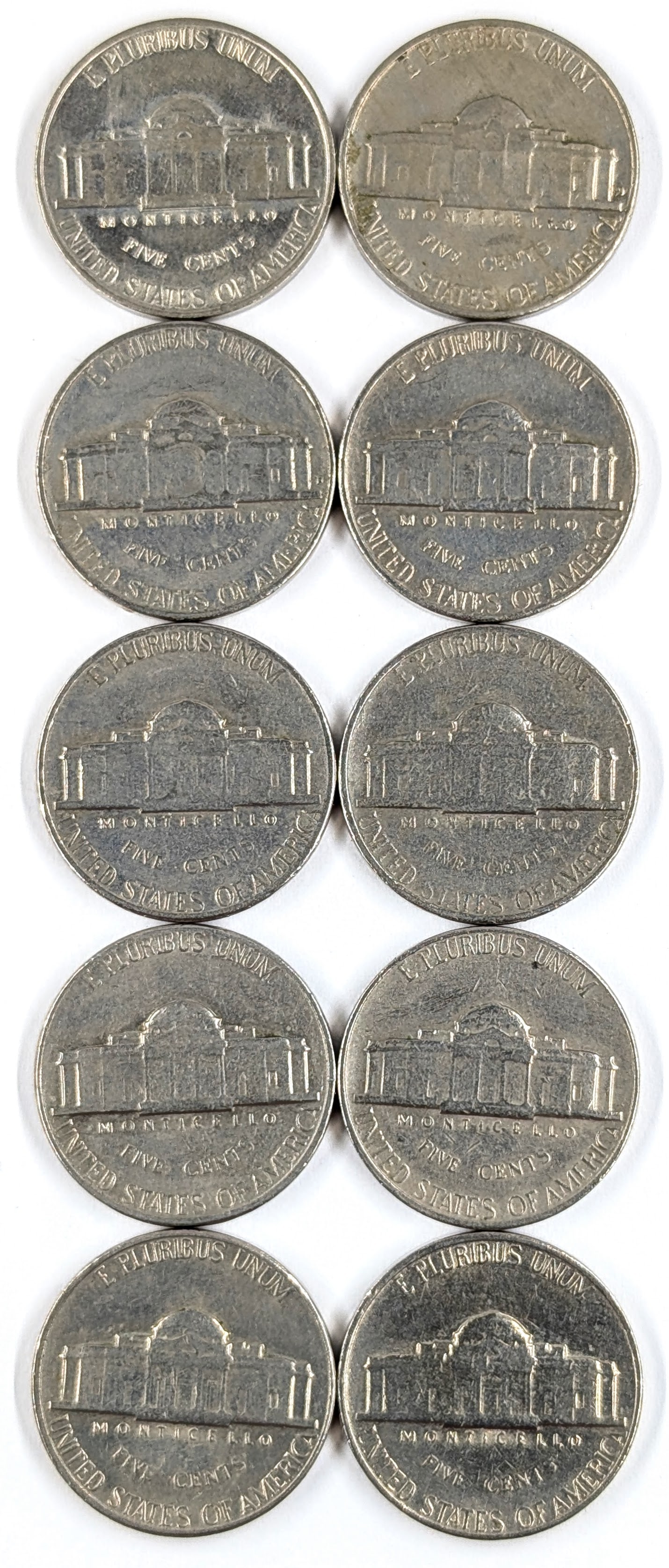Lot of 10 Jefferson Nickels- 1960-1969 - 2