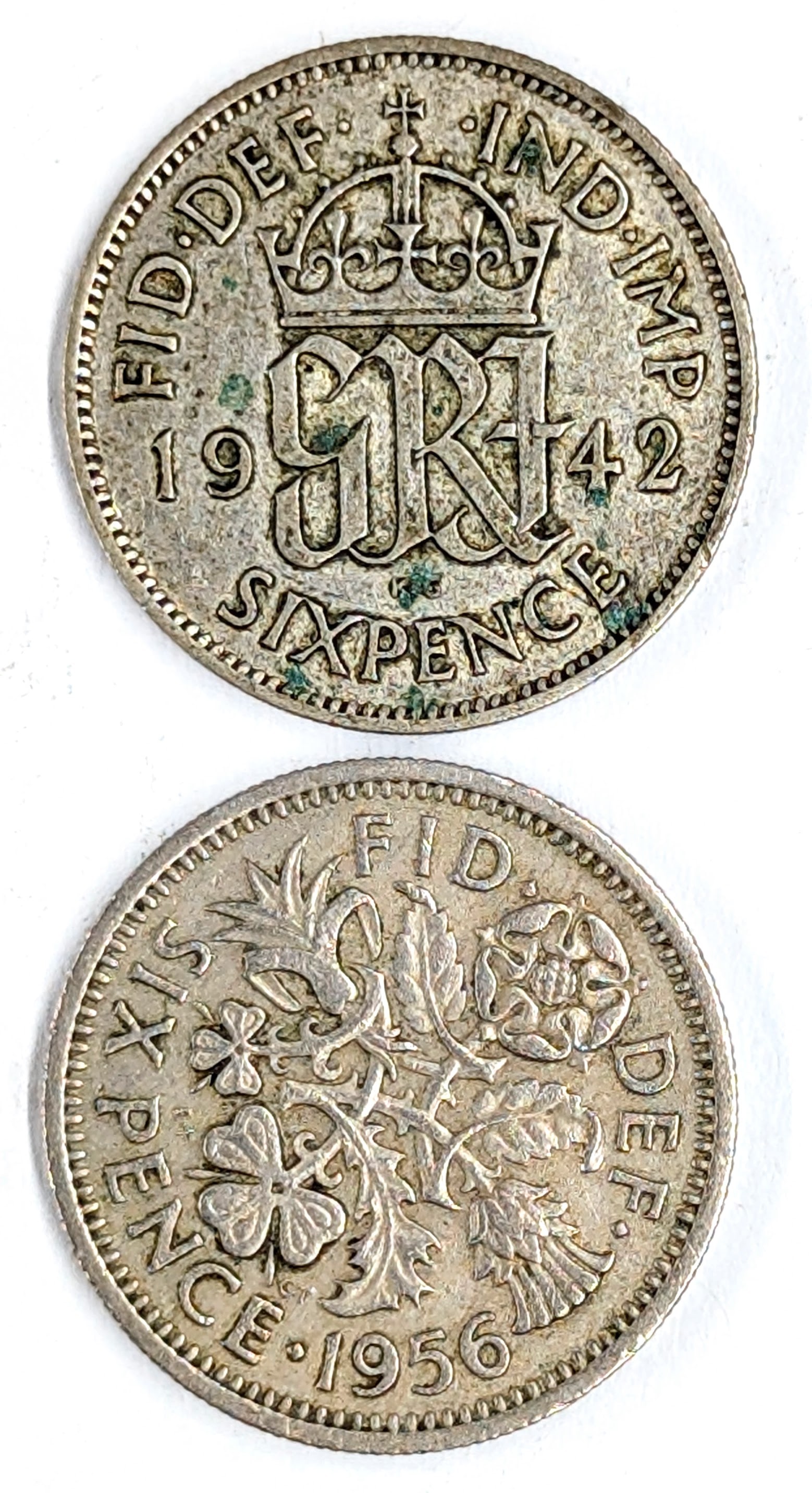 Lot of 2 United Kingdom 6 Pence - 1942, 1956: _ 