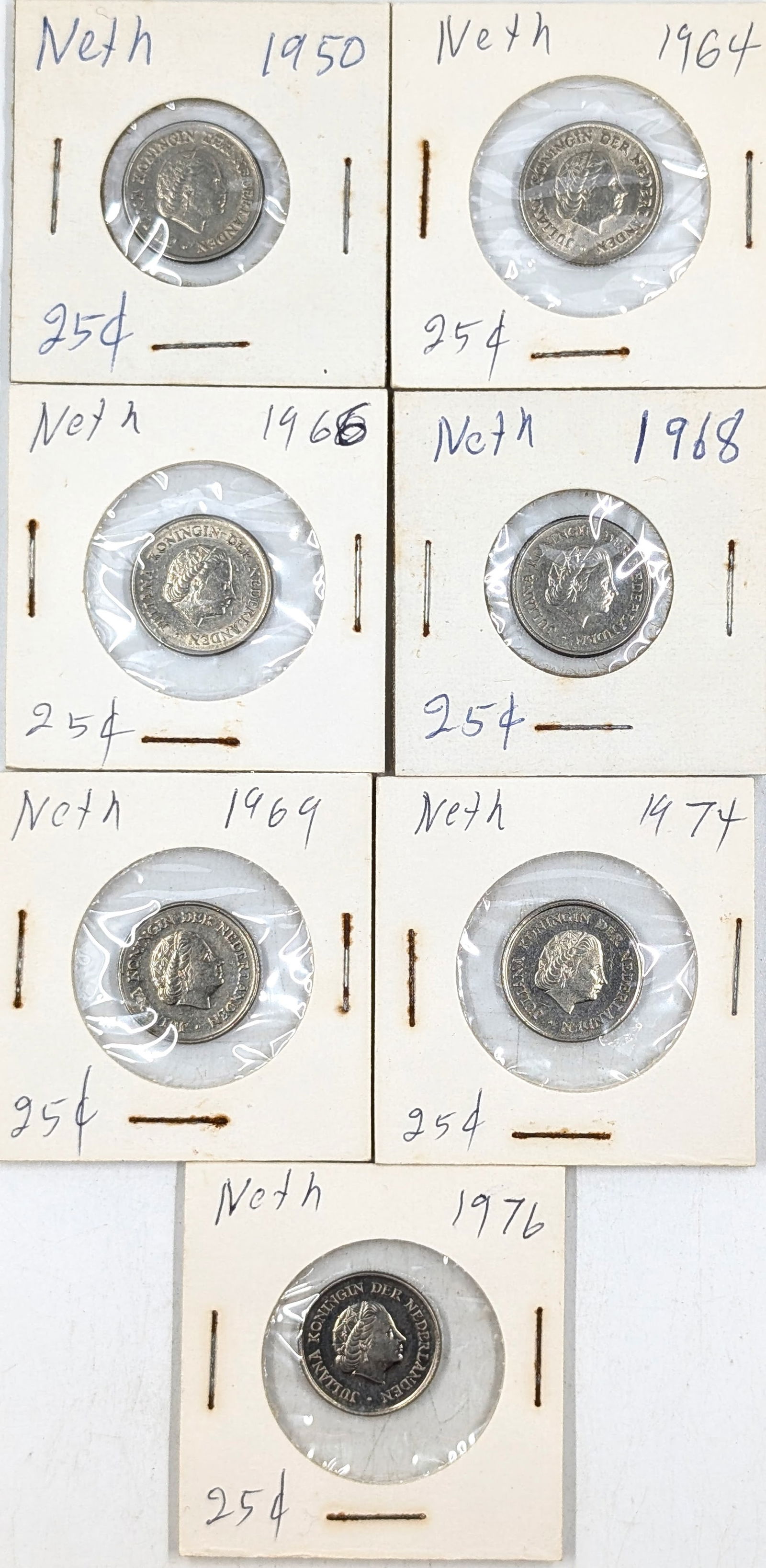 Lot of 7 Netherlands Quarters - 1950-1976: _ 