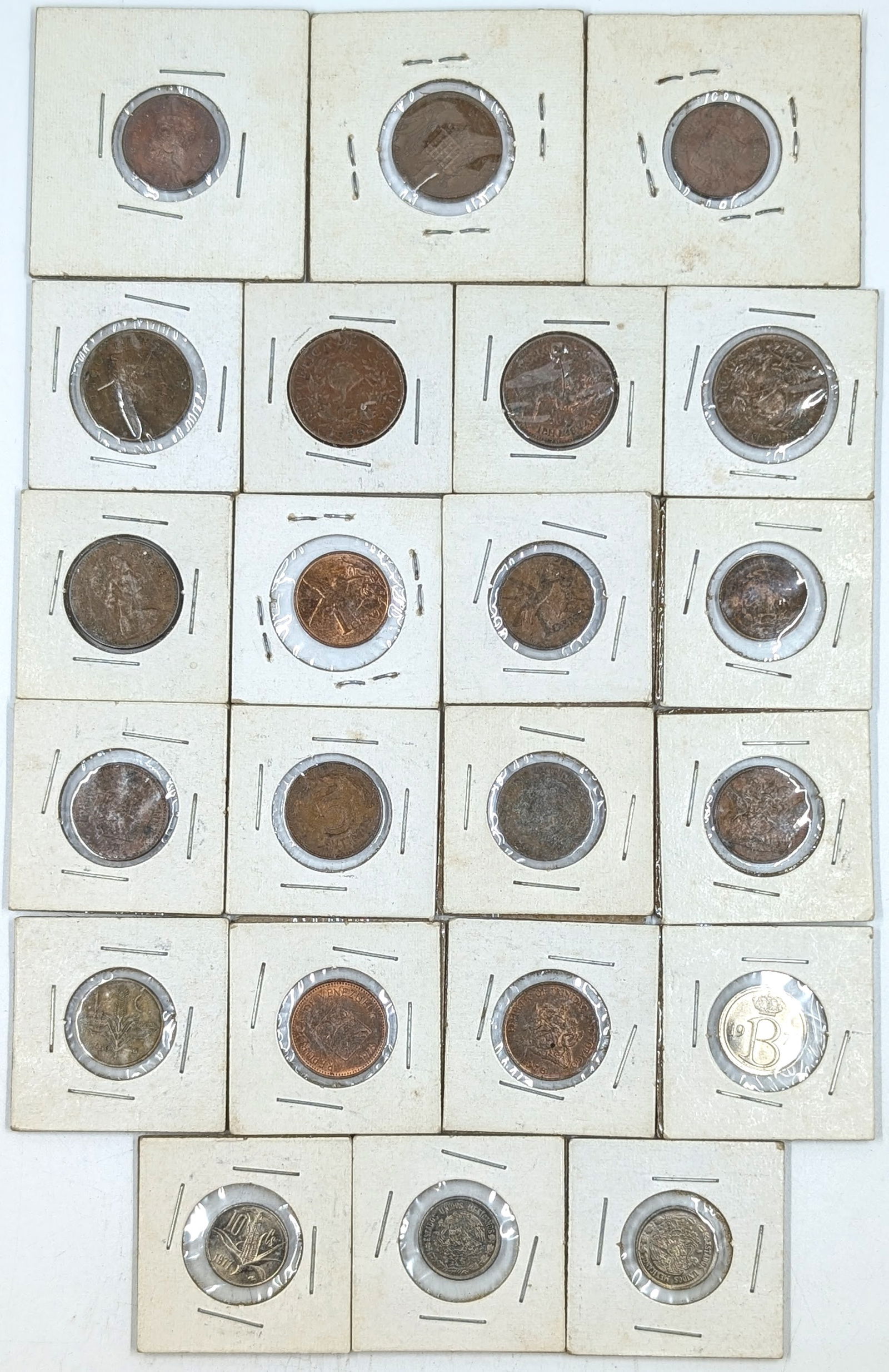 Lot of 22 Foreign Coins- Mexico, Belgium, Trinidad and Tobago (1 of 2)