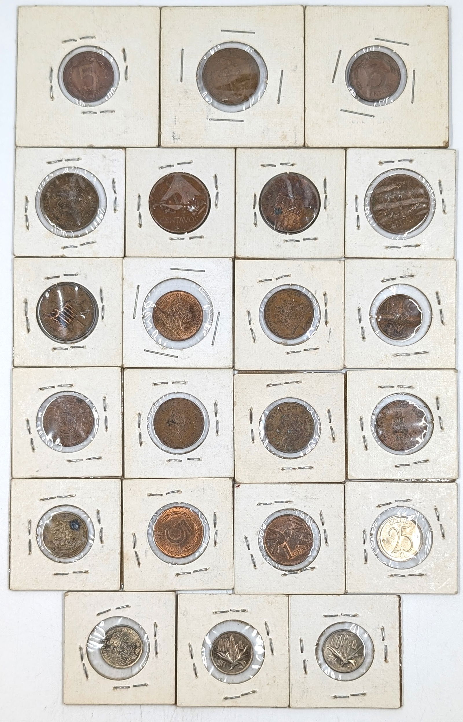 Lot of 22 Foreign Coins- Mexico, Belgium, Trinidad and Tobago - 2