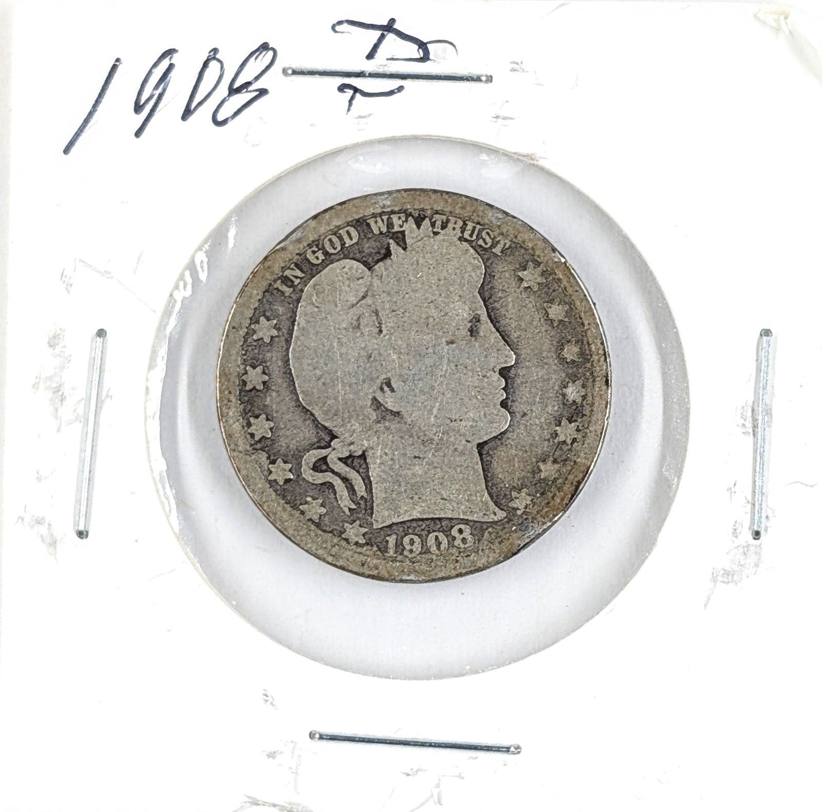1908-D Silver Barber Quarter (1 of 2)