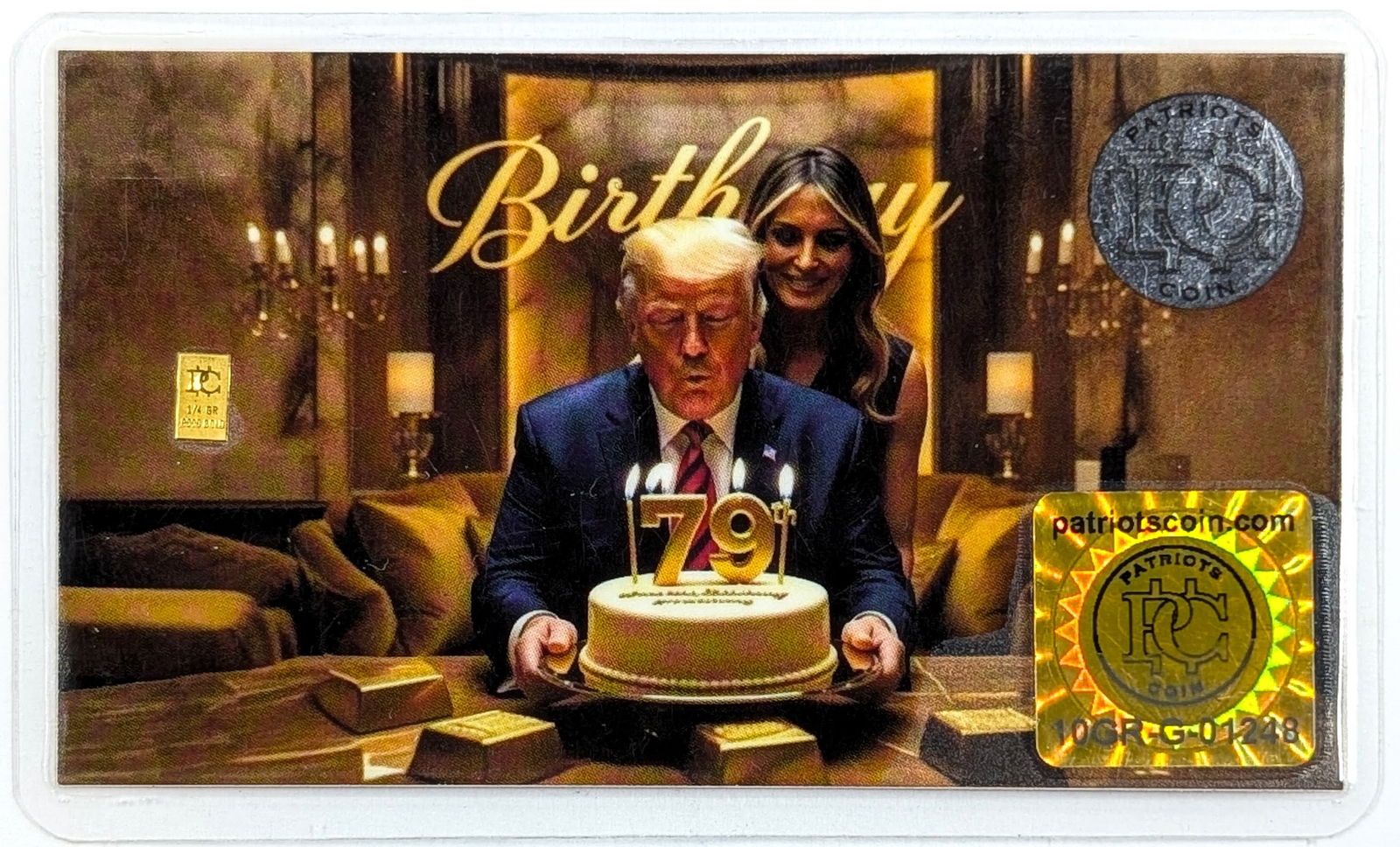 Donald Trump 1/4 grain .999 Fine Gold by Patriots Coin: _ 