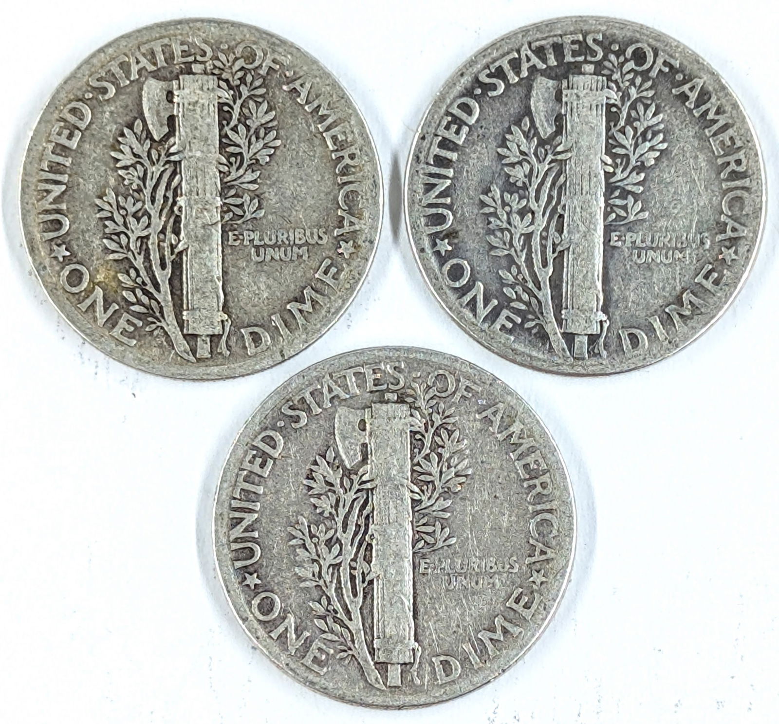 Lot of 3 Silver Mercury Dimes - 1943, 1944, 1945 - 2