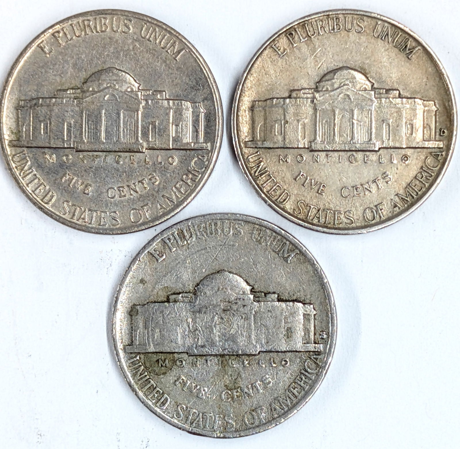 Lot of 3 Jefferson Nickels - 1941 P/D/S - 2