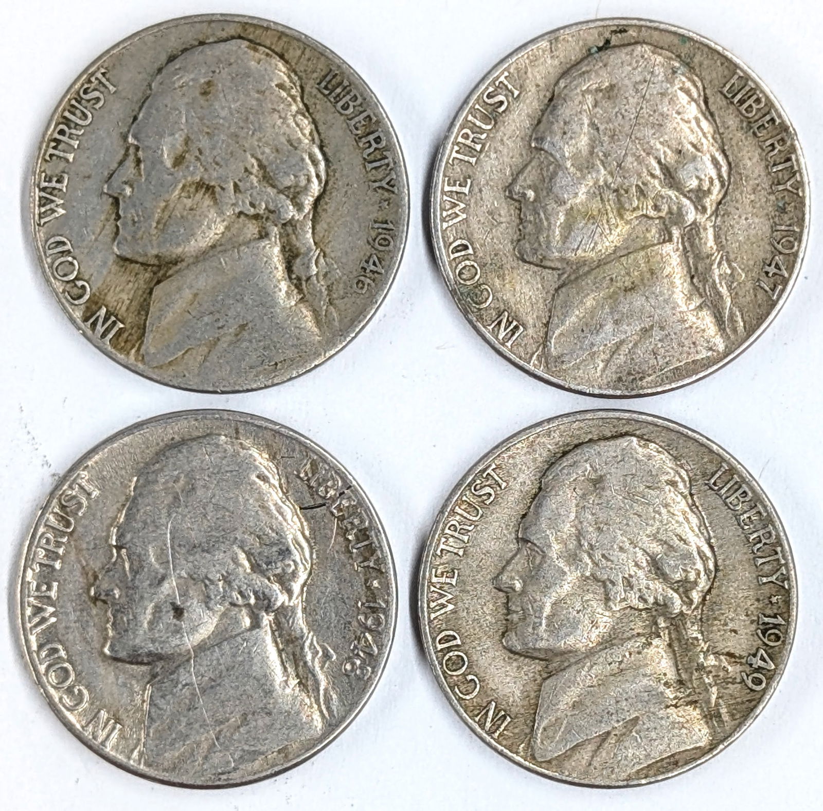 Lot of 4 Jefferson Nickels - 1946-1949 (1 of 2)