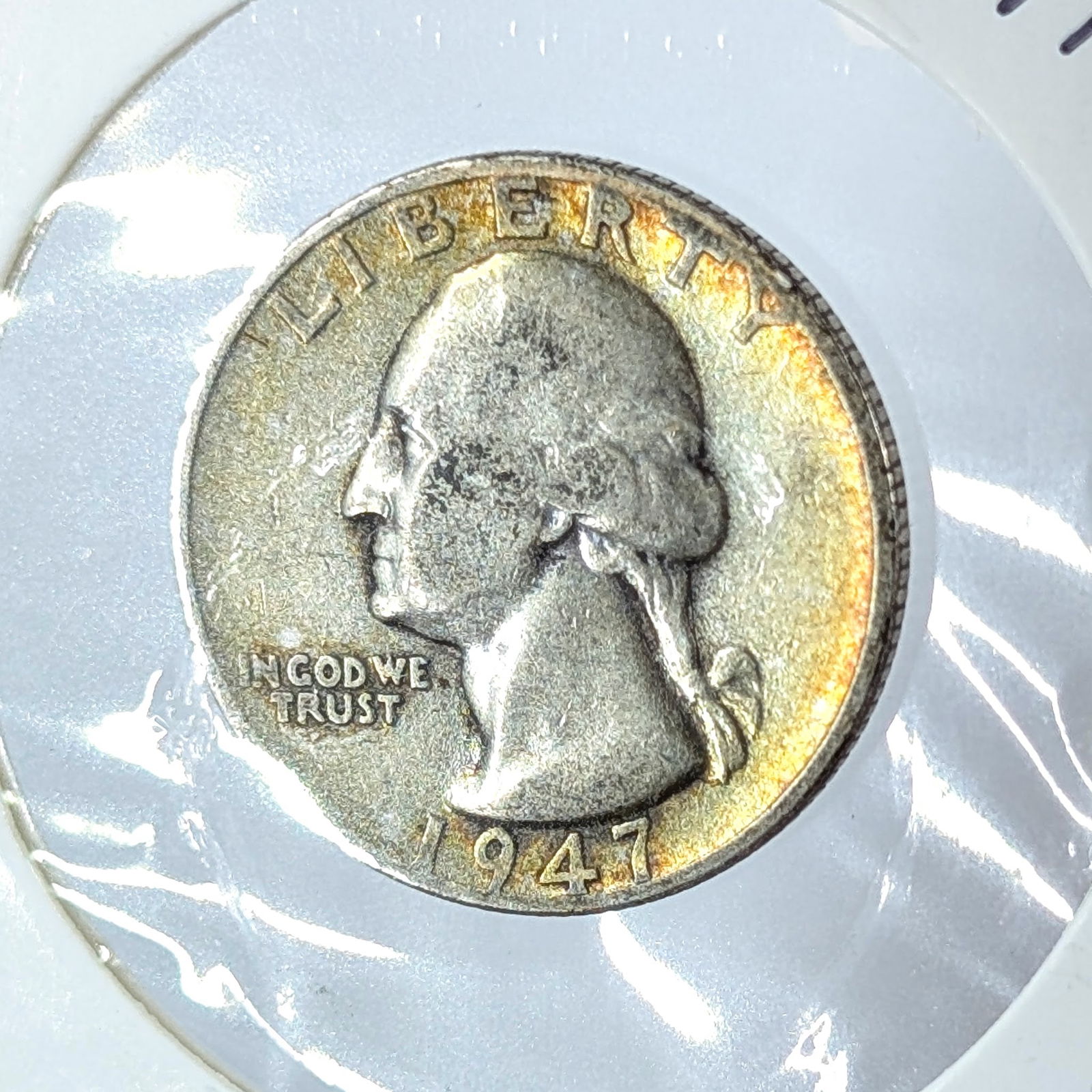 1947-S Silver Washington Quarter- Toned: _ 