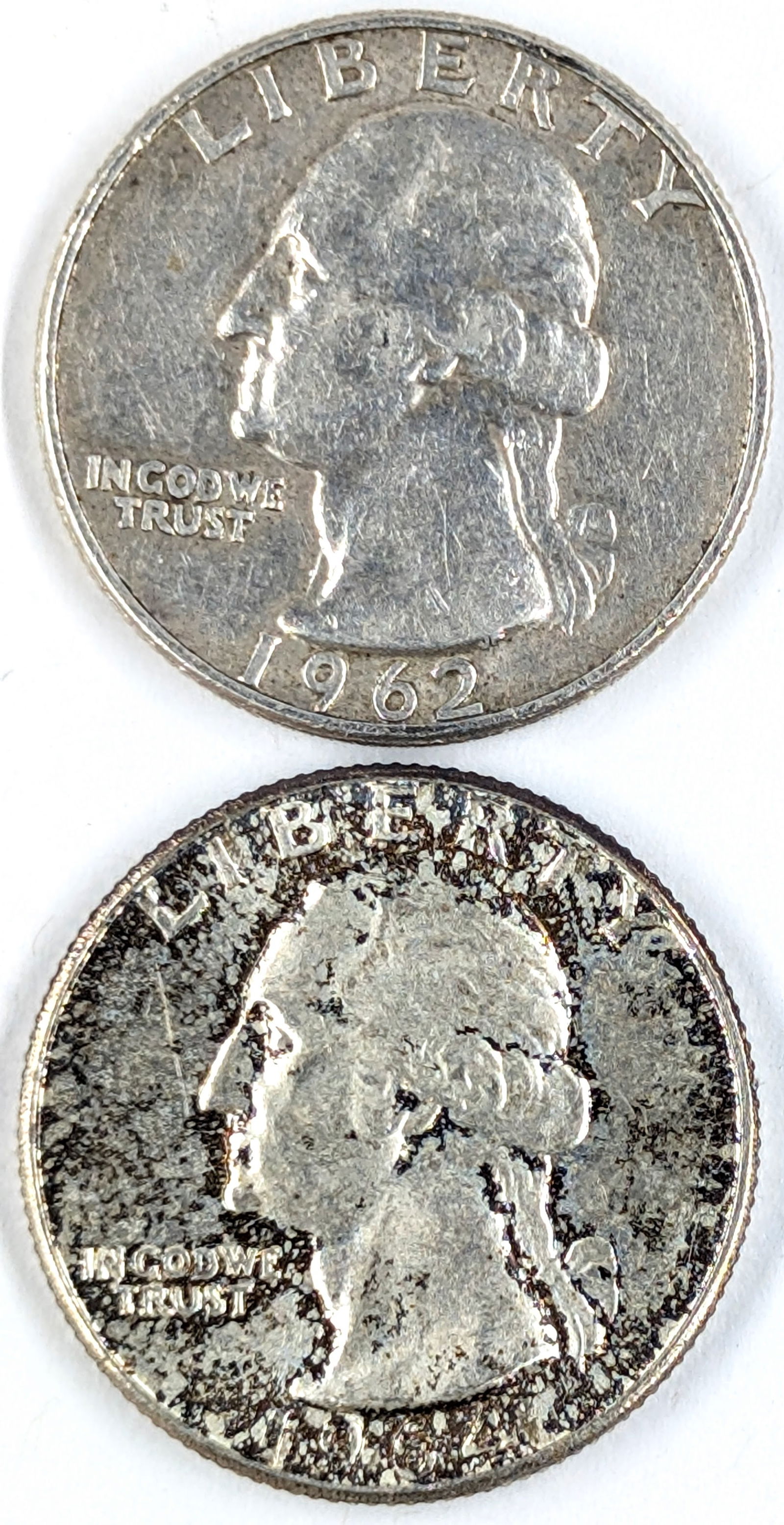 Lot of 2 Silver Washington Quarter- 1962-D, 1964 (1 of 2)