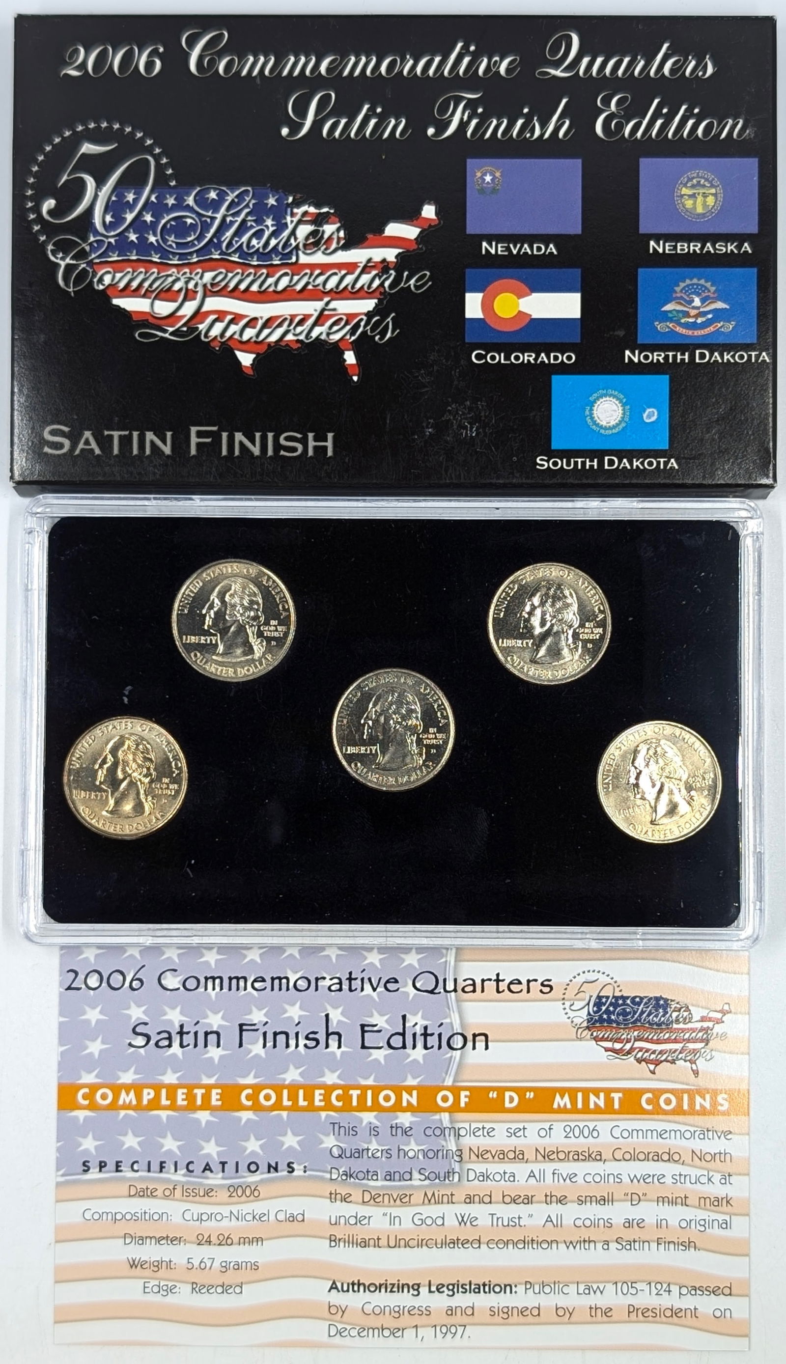 2006-D Commemorative Quarters Satin Finish Edition - NE, ND, CO, SD, NE - 2