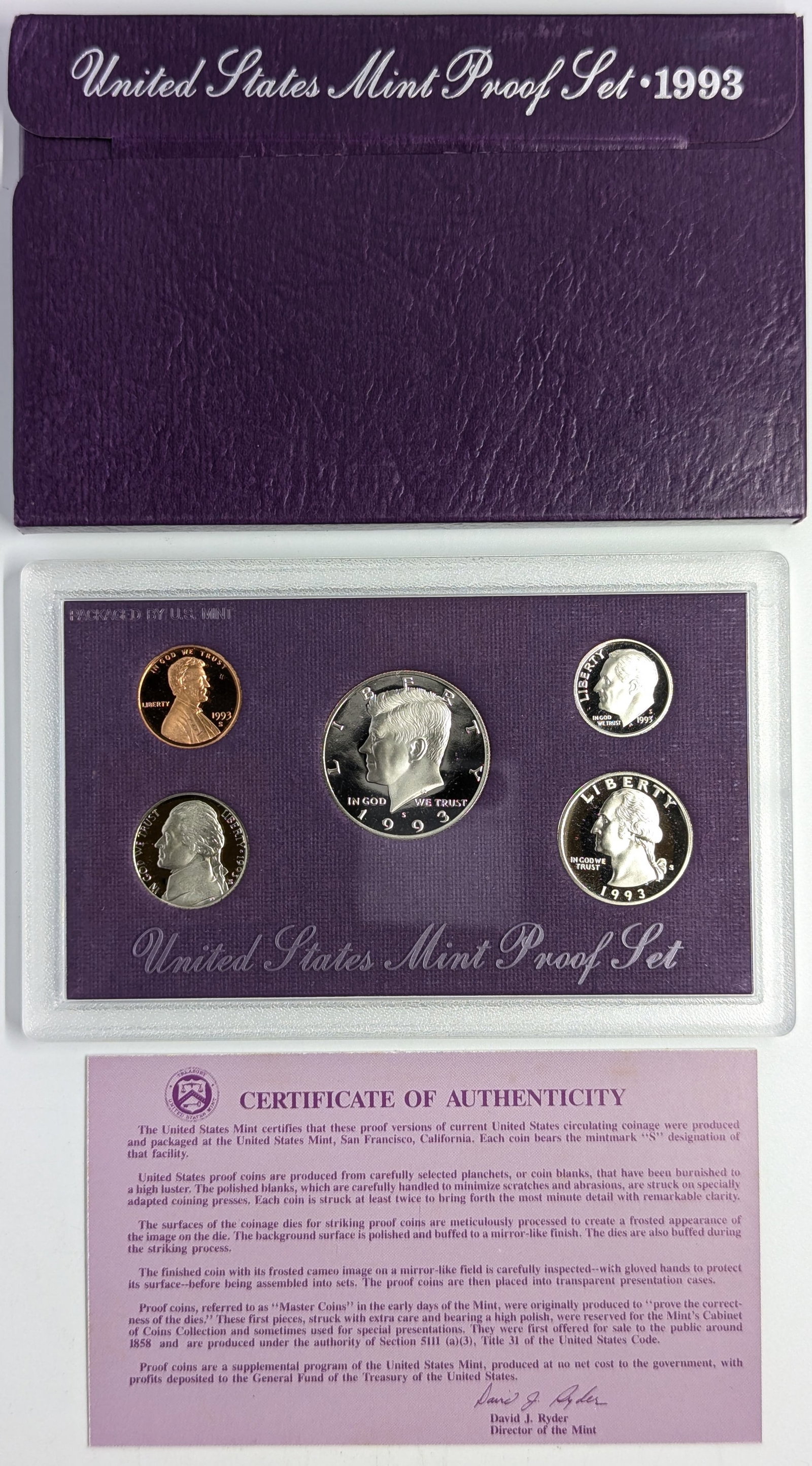 1993 US Mint Proof Set w/ COA: Coin 