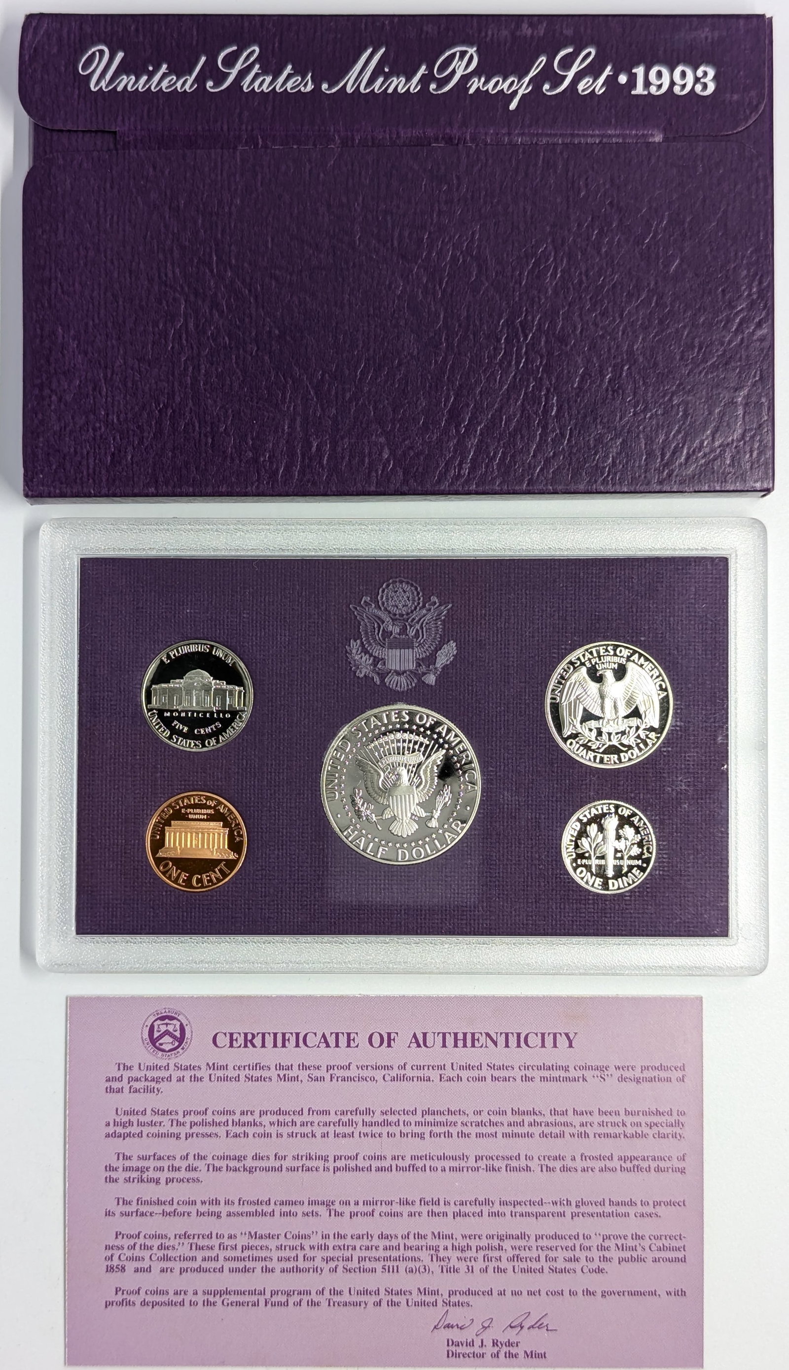 1993 US Mint Proof Set w/ COA - 2
