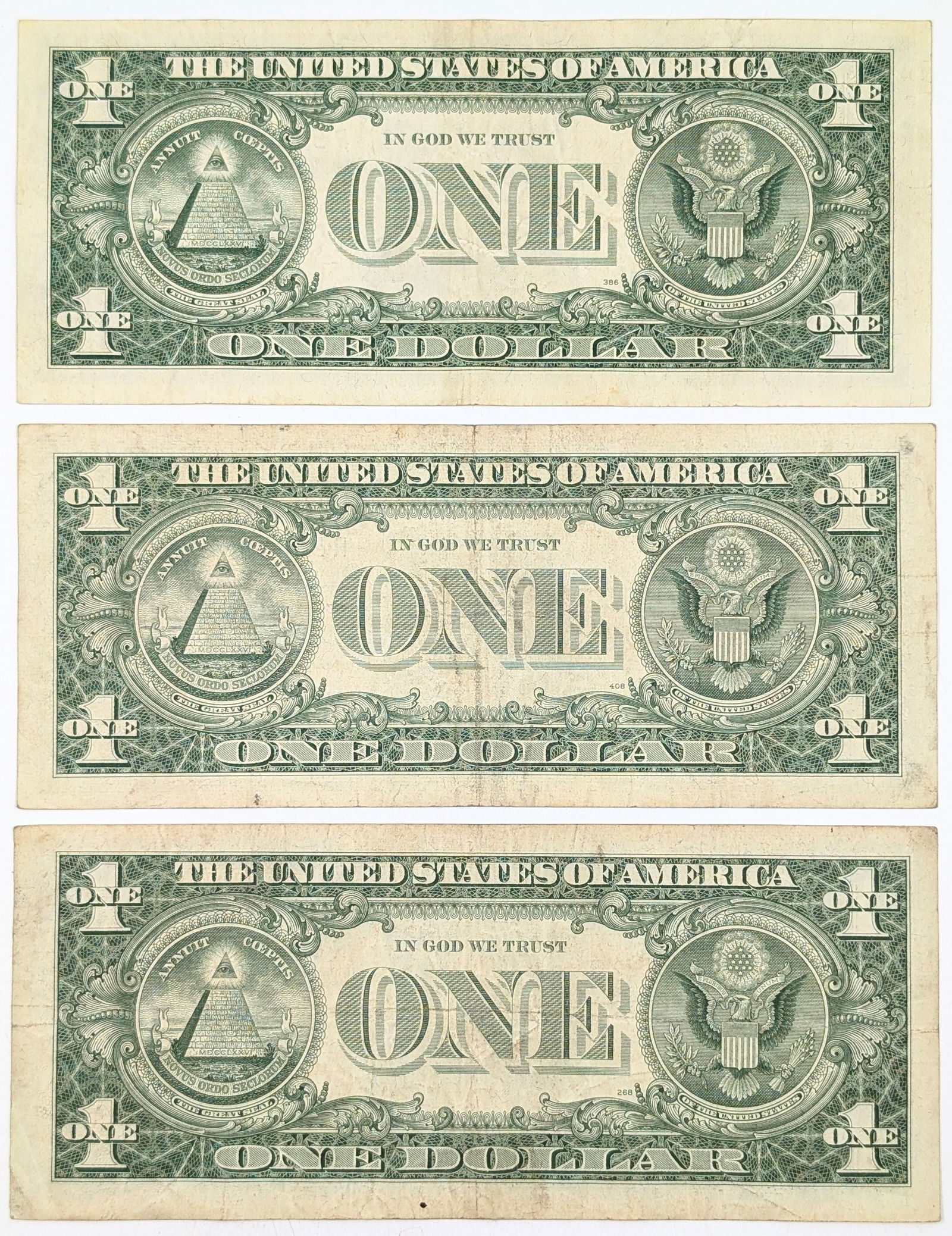 Lot of 3 - 1957 A/B $1 Notes - Silver Certificates - 2