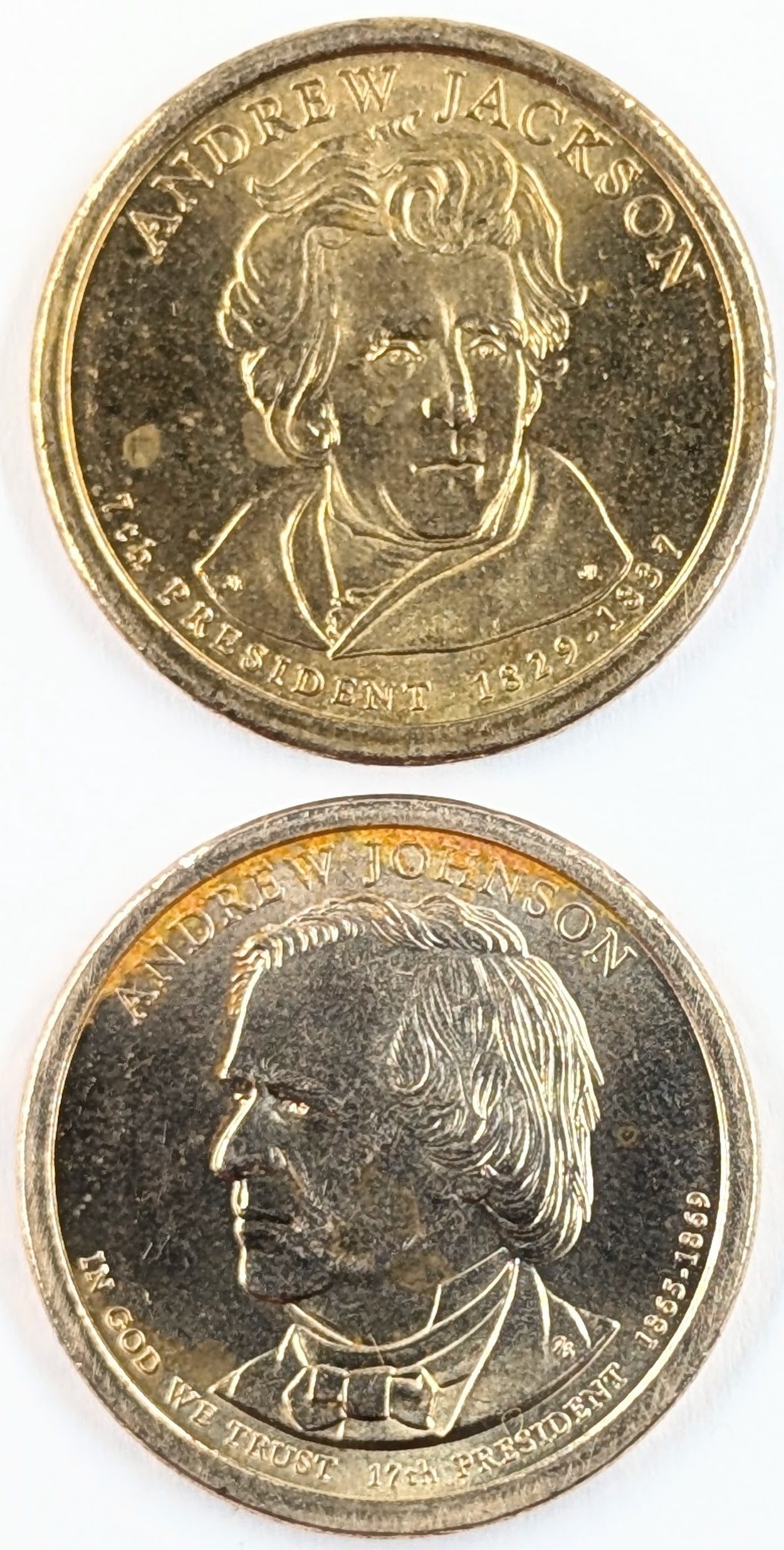 Lot of 2 Presidential Dollars - Jackson & Johnson: Coin 